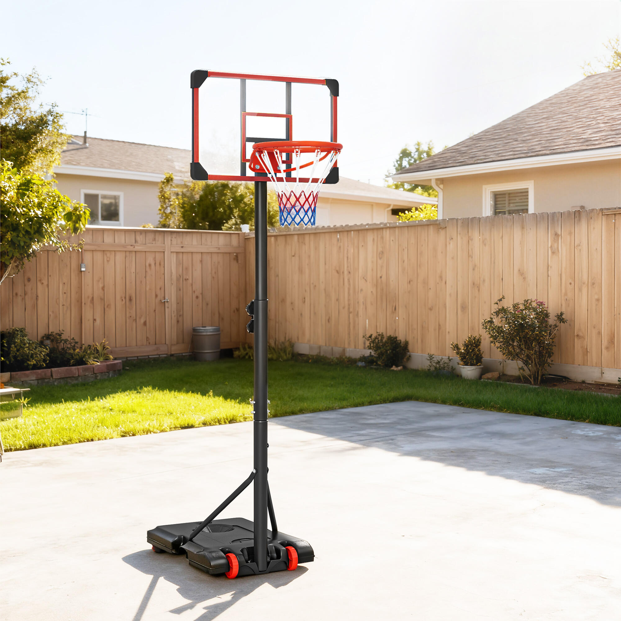 Tabela de basquetebol 75x56x210-240 cm preto e vermelho SPORTNOW 4/5