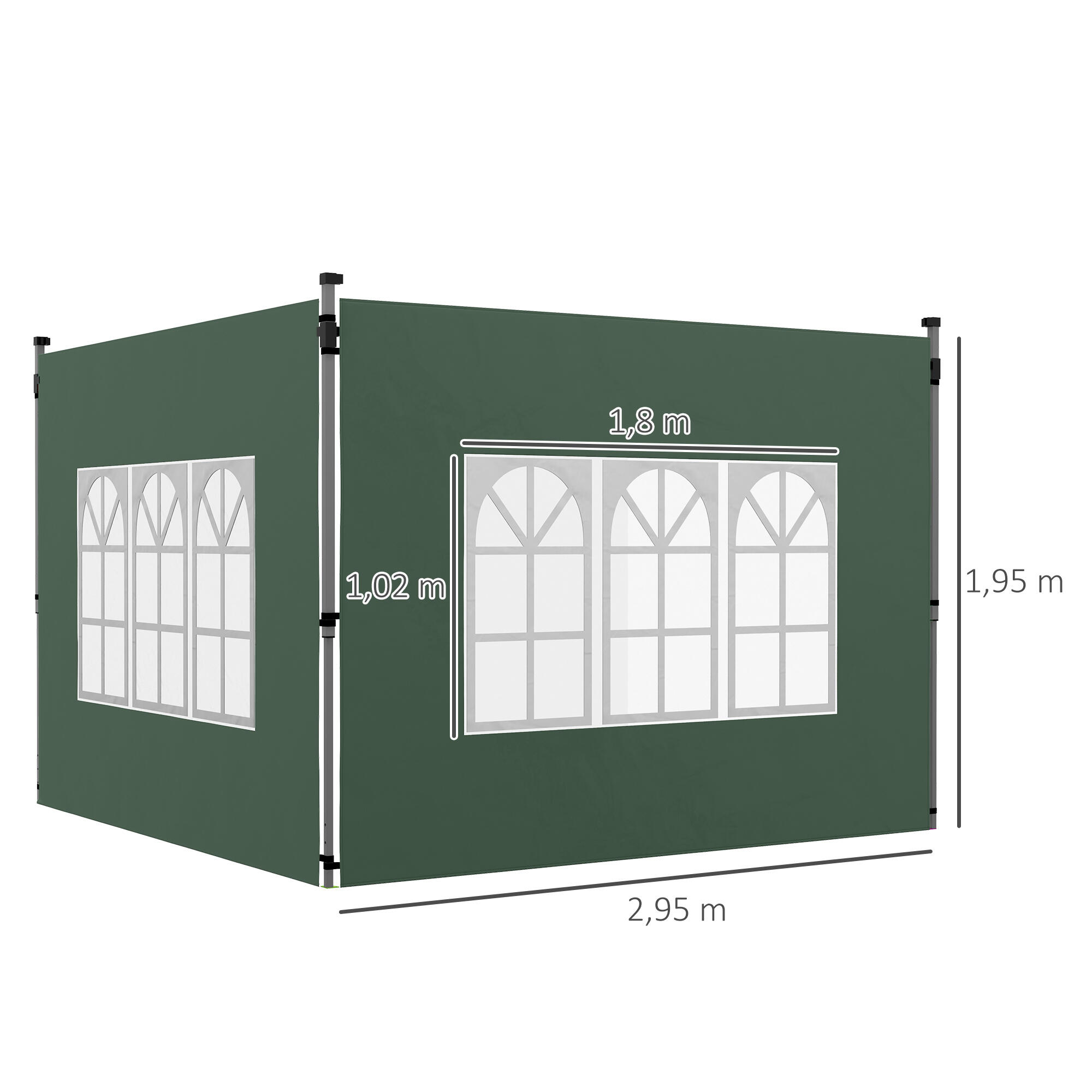 Paredes Laterales Carpa Outsunny 295x195 cm Verde 3/5