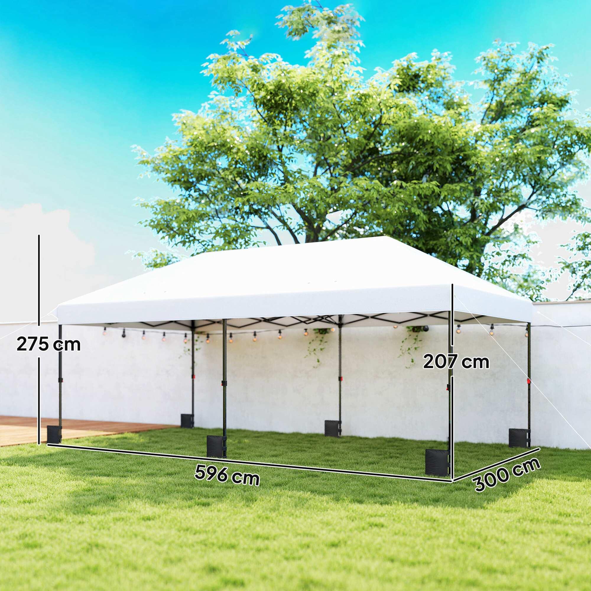 Tenda dobrável 596x300x275 cm branco Outsunny 3/5