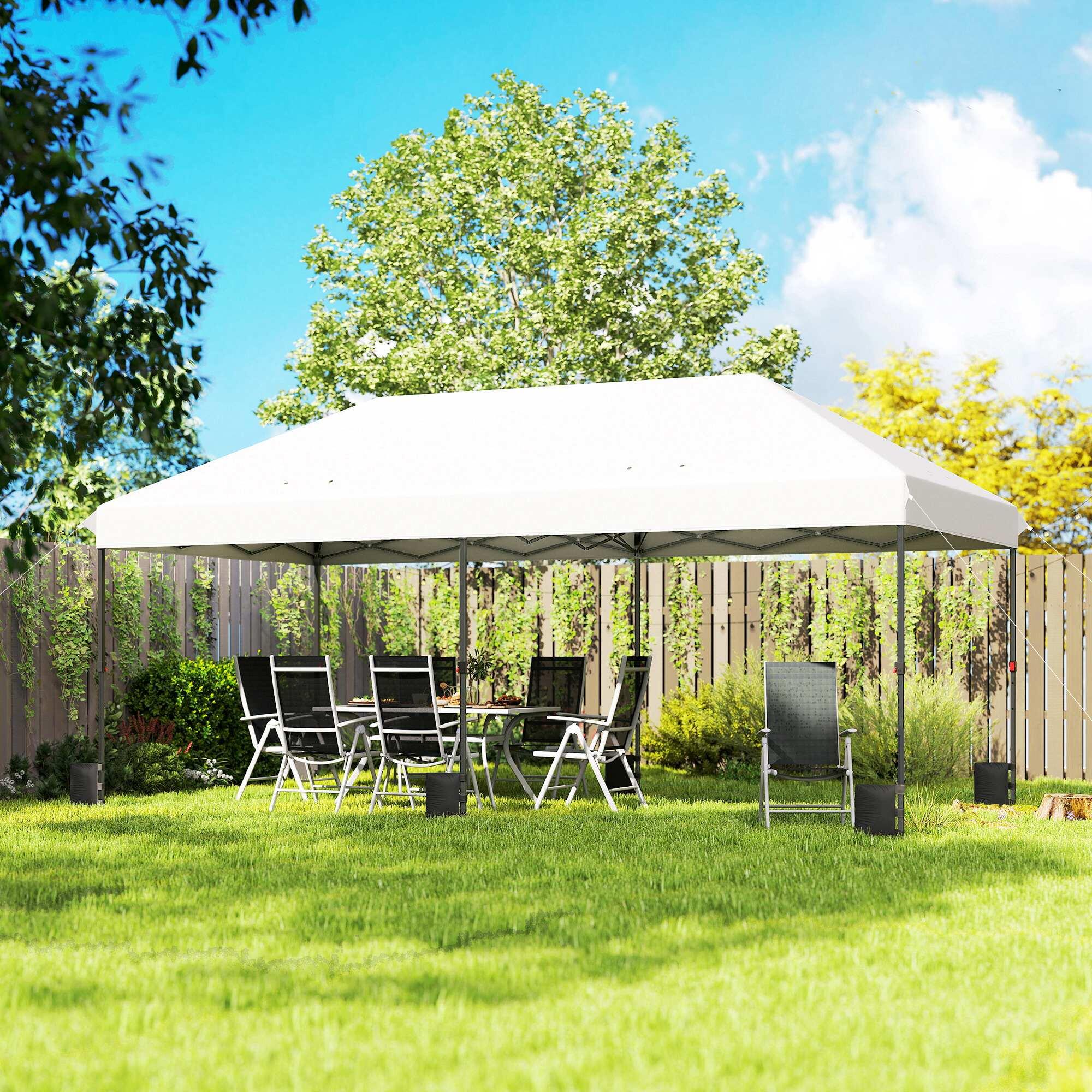 Tenda dobrável 596x300x275 cm branco Outsunny 2/5