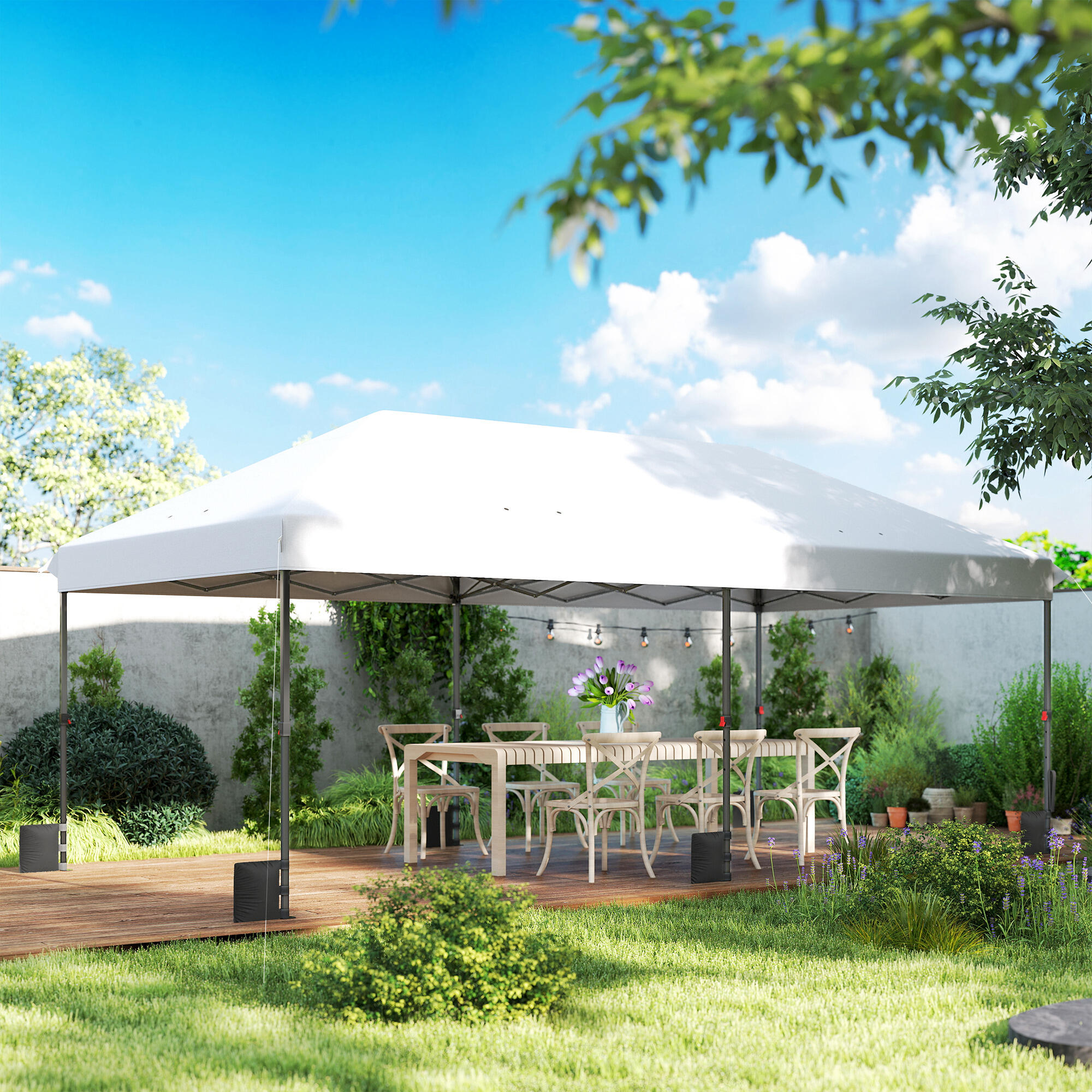 Tenda dobrável 596x300x275 cm branco Outsunny 5/5