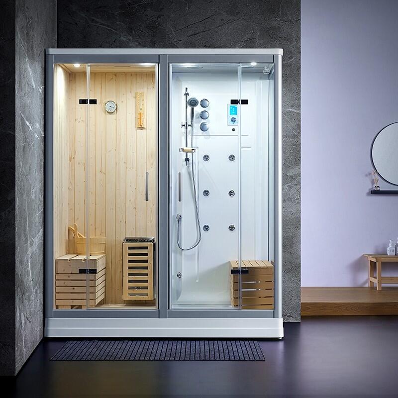 Combi Sauna Douche Hammam Boreal® SH180-G Blanc Gauche 2/7