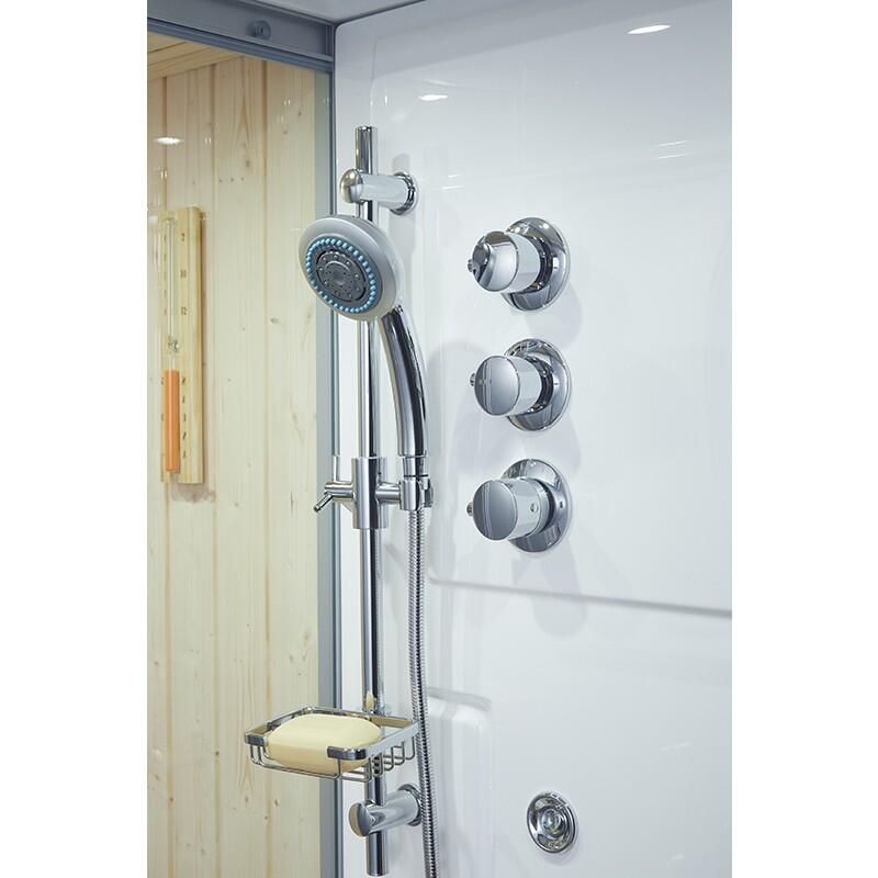 Combi Sauna Douche Hammam Boreal® SH180-G Blanc Gauche 7/7