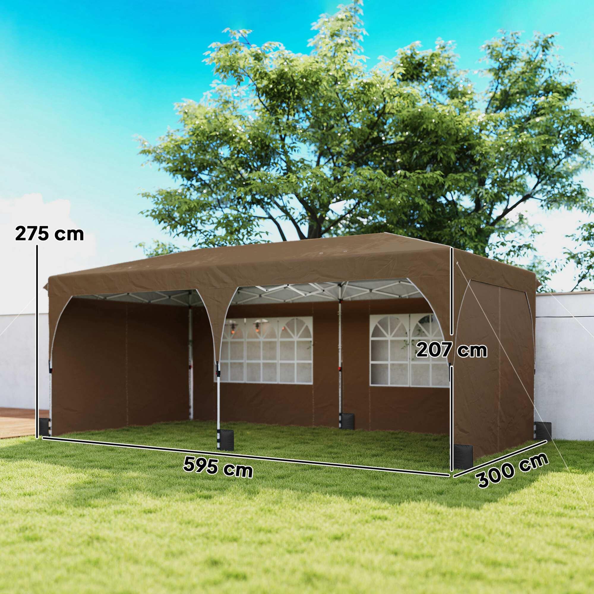Carpa Plegable Outsunny 595x300x275 cm Beige 3/5