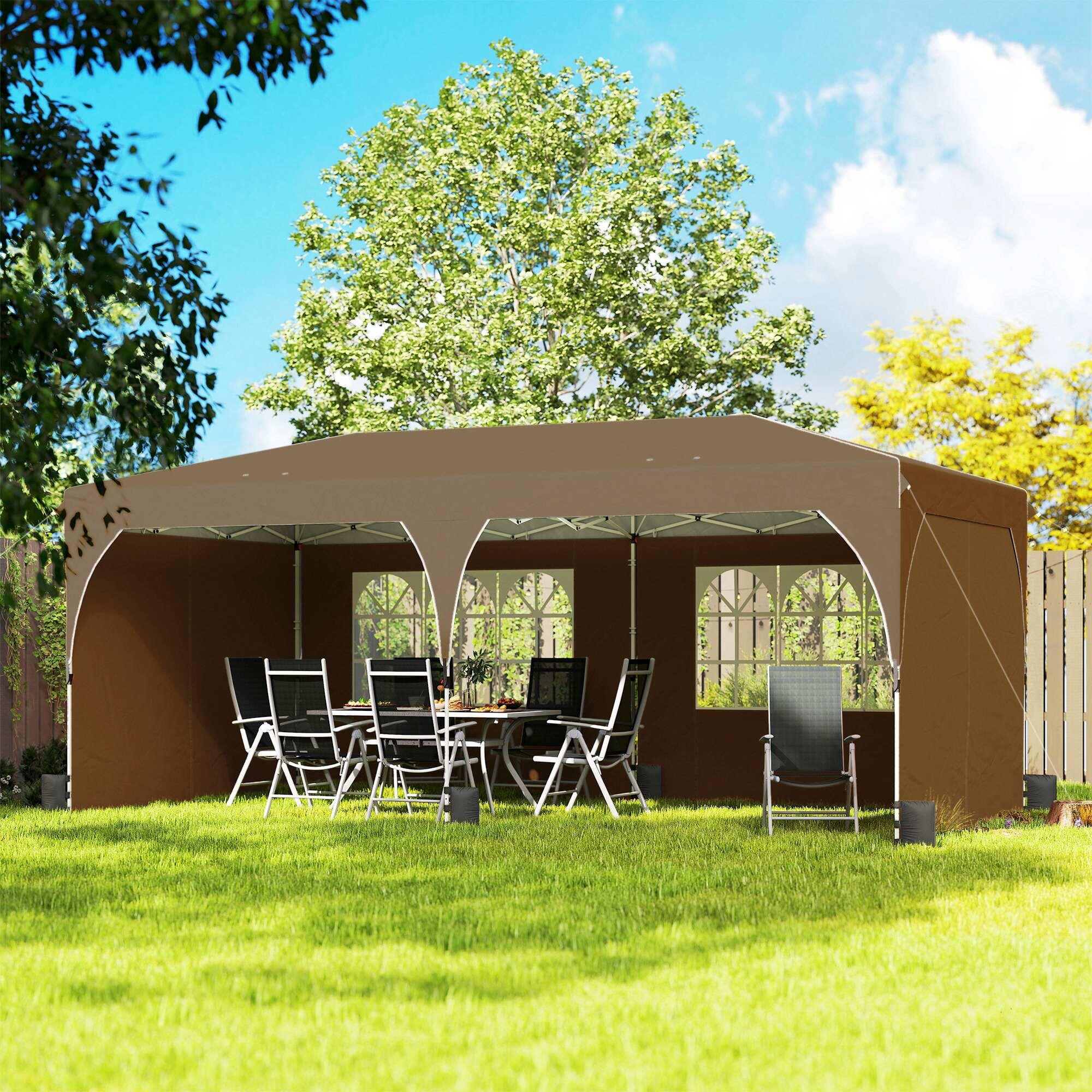 Carpa Plegable Outsunny 595x300x275 cm Beige 2/5