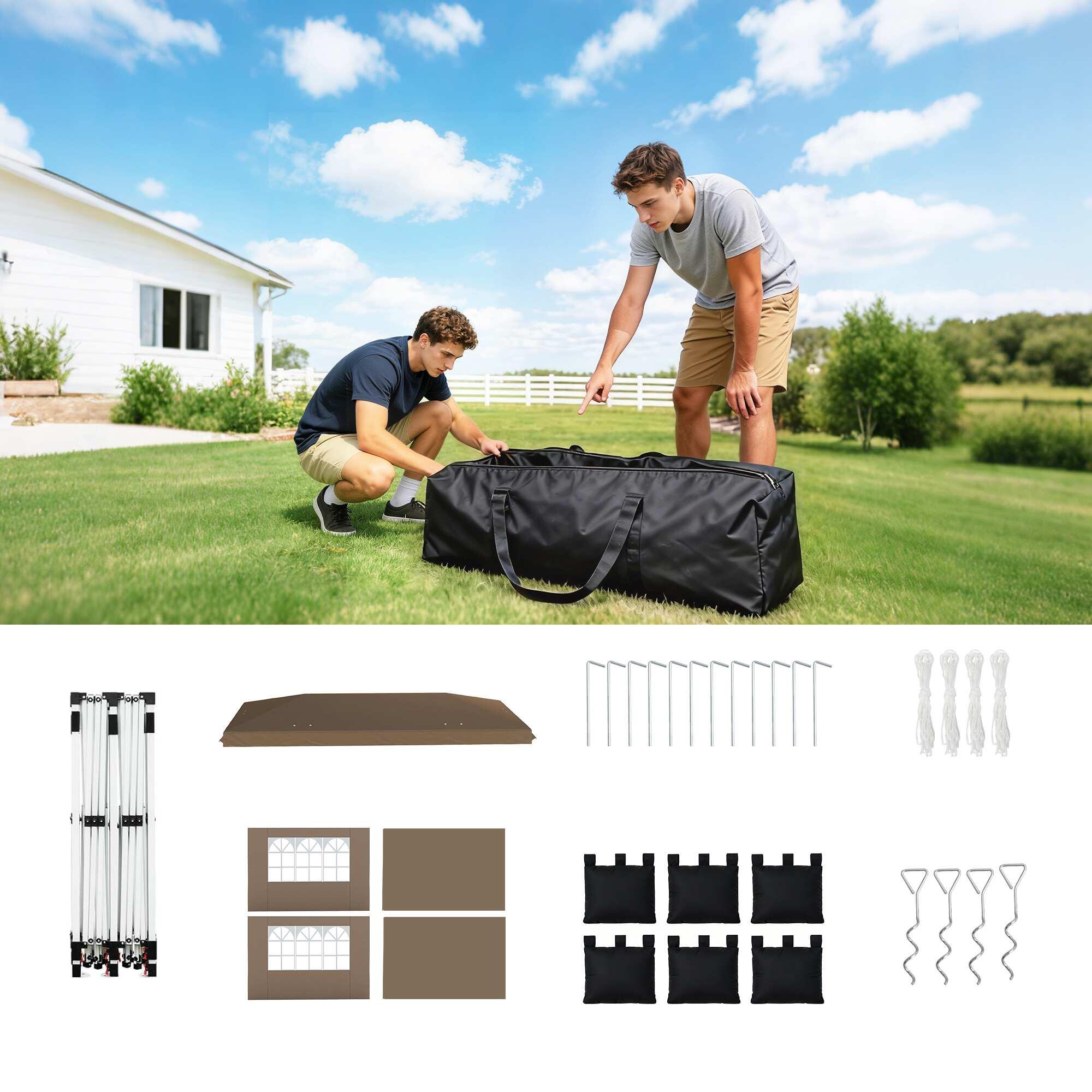 Carpa Plegable Outsunny 595x300x275 cm Beige 5/5