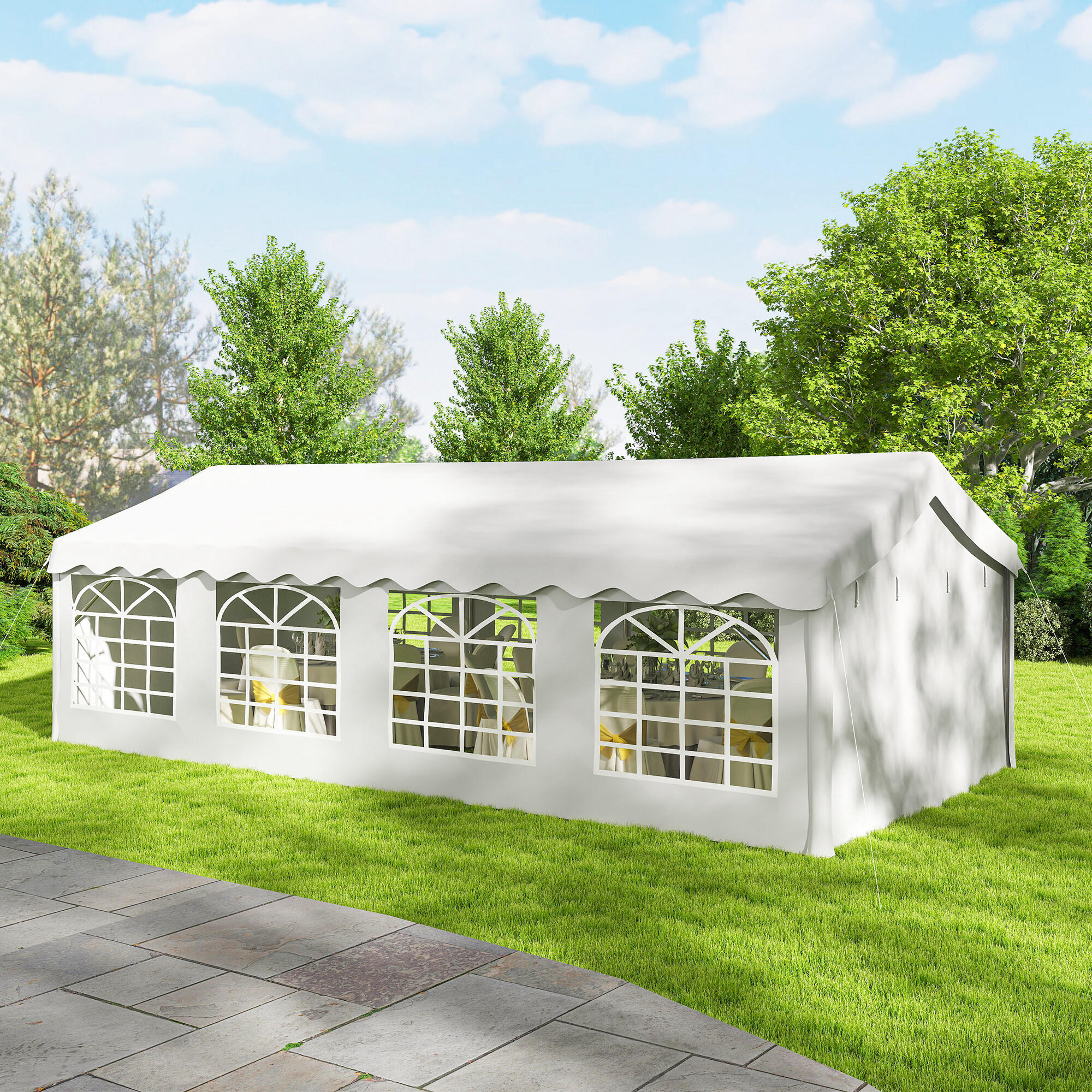 Carpa para Fiesta Outsunny 800x400x280 cm Blanco 5/5