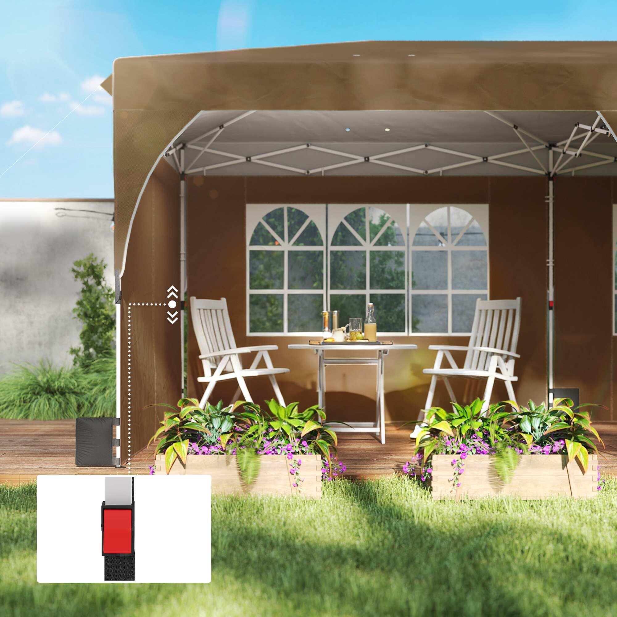 Carpa Plegable Outsunny 595x300x275 cm Beige 4/5