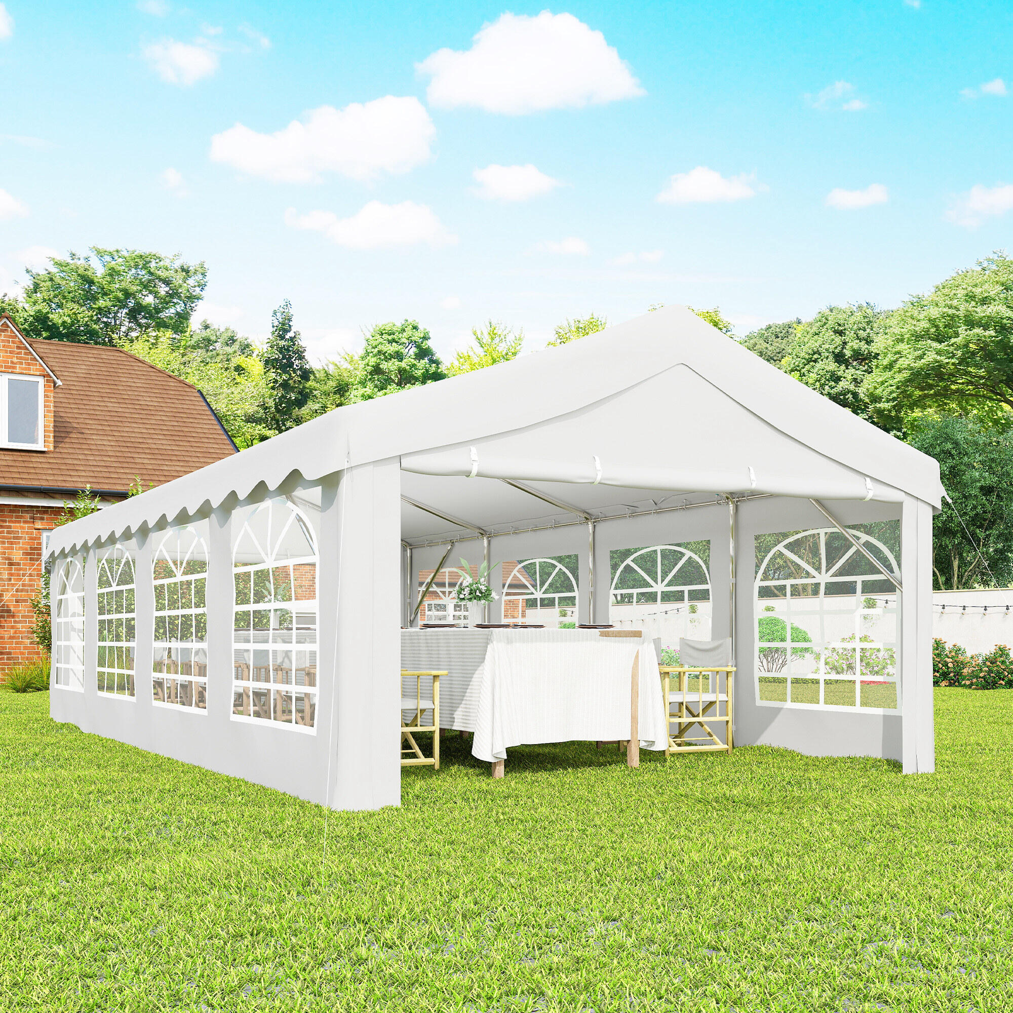 Carpa para Fiesta Outsunny 800x400x280 cm Blanco 4/5