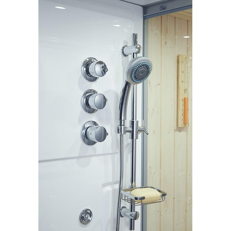 Combi Sauna Douche Hammam Boreal® SH180-D Blanc Gauche 6/7