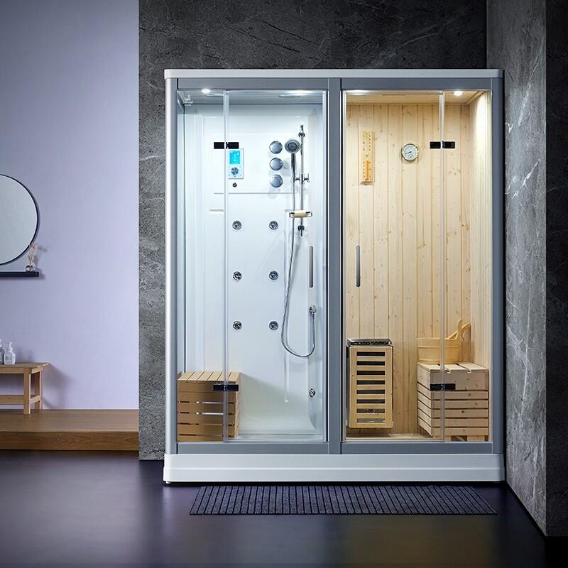 Combi Sauna Douche Hammam Boreal® SH180-D Blanc Gauche 2/7