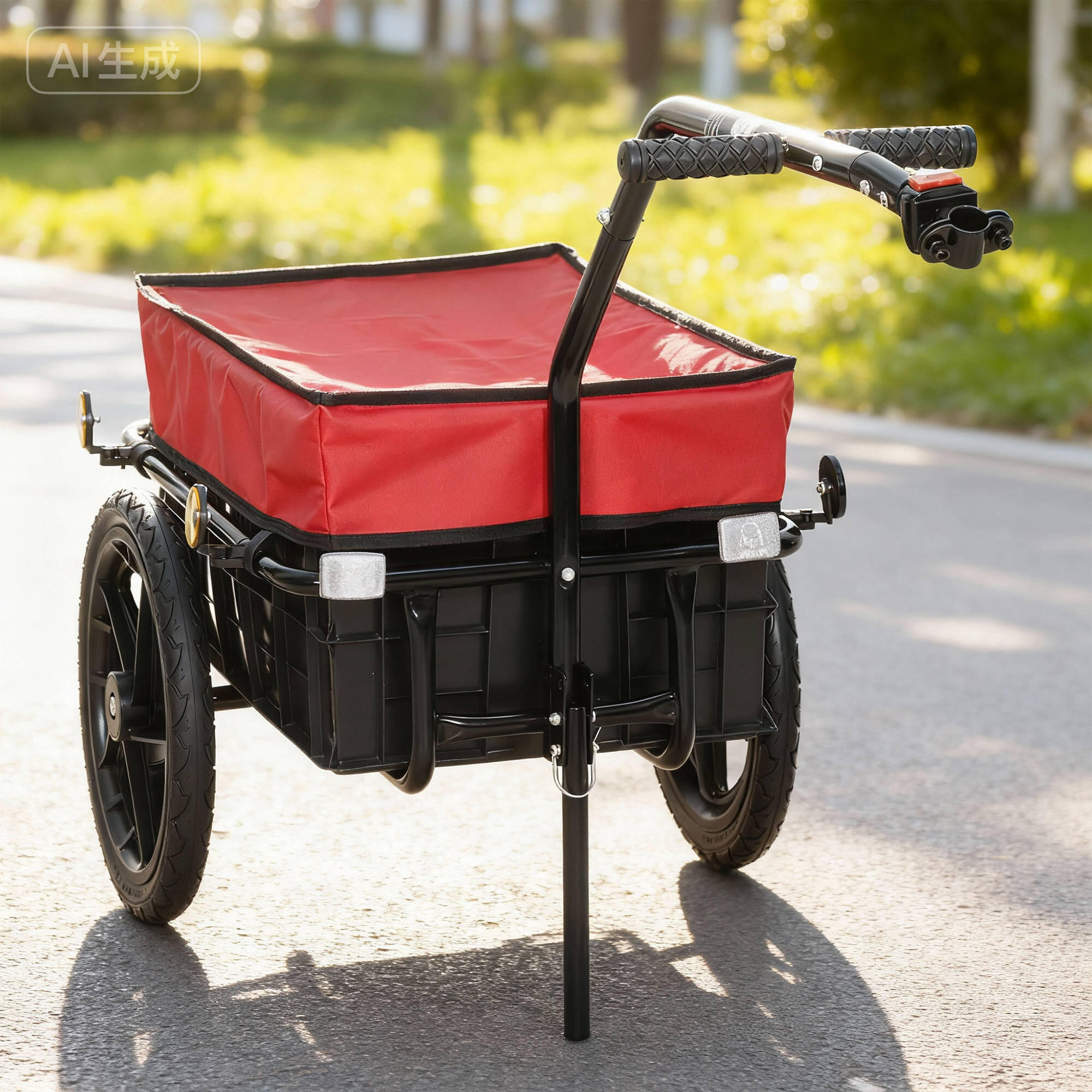 Reboque para Bicicleta HOMCOM Vermelho e Preto 2/5