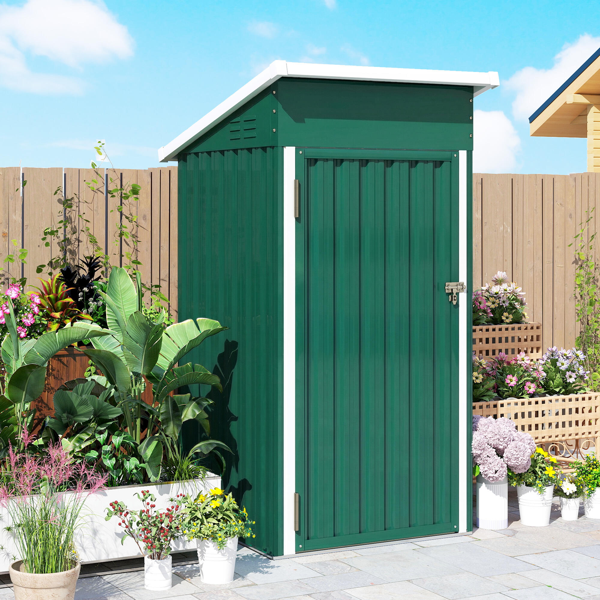 Caseta de Jardín Outsunny 107.5x91x185 cm Verde 5/5