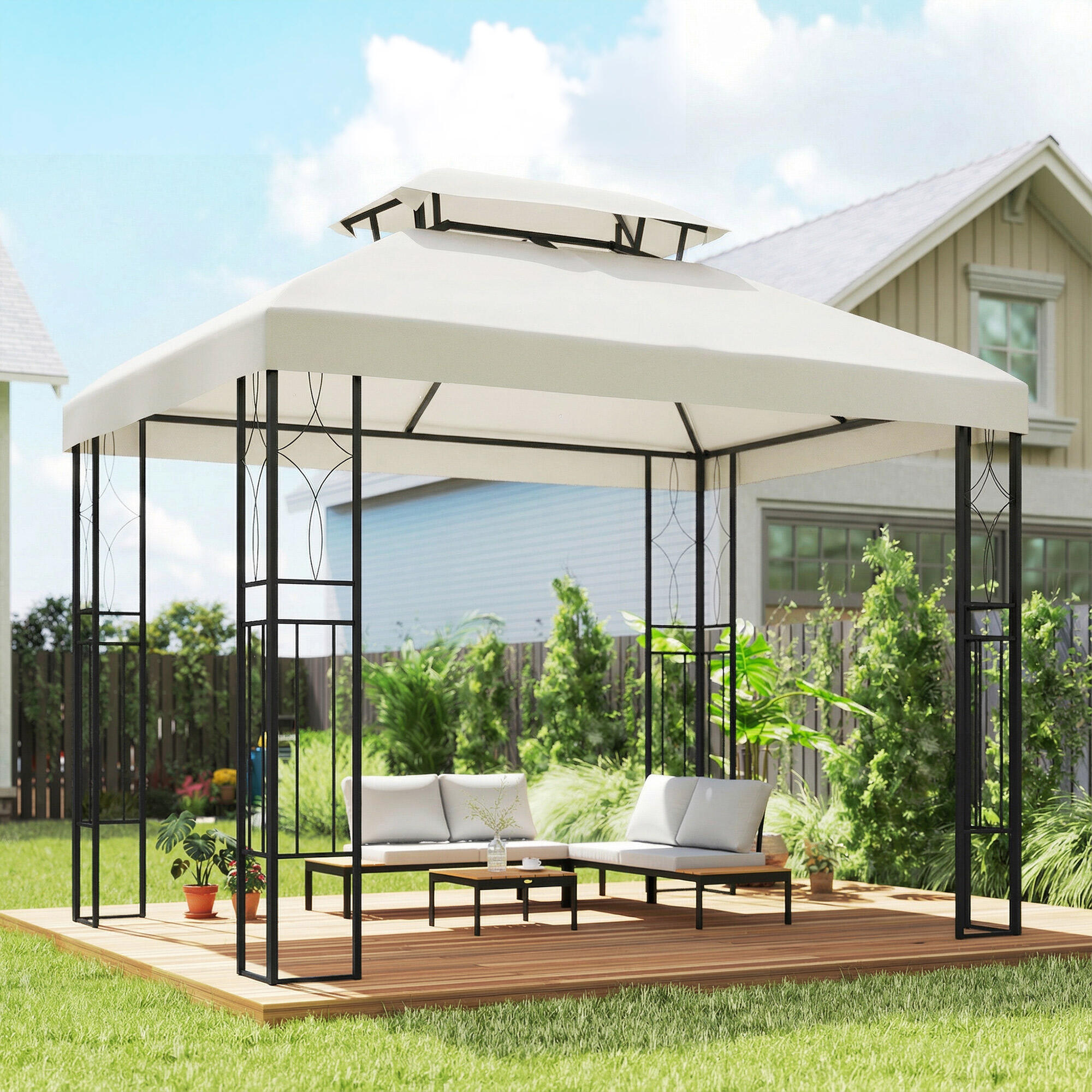 Techo de Repuesto Outsunny 400x300 cm Crema 2/5
