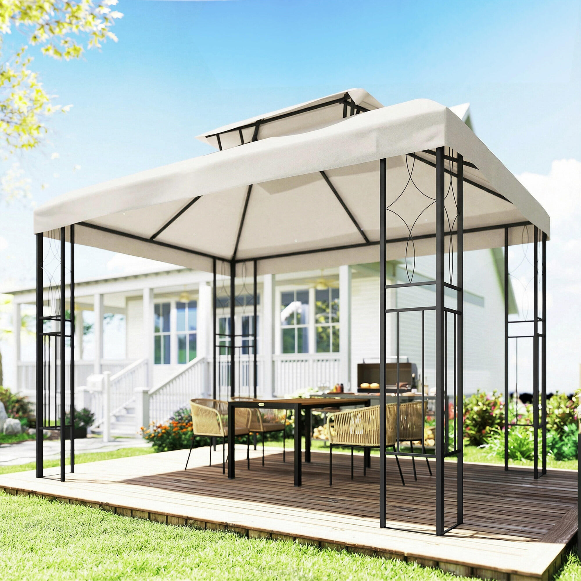 Techo de Repuesto Outsunny 400x300 cm Crema 4/5