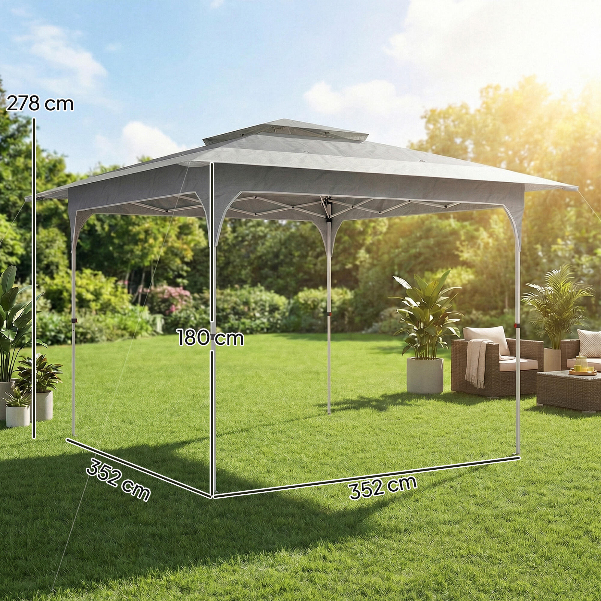 Tenda Dobrável Outsunny Cinzento Escuro 3/5