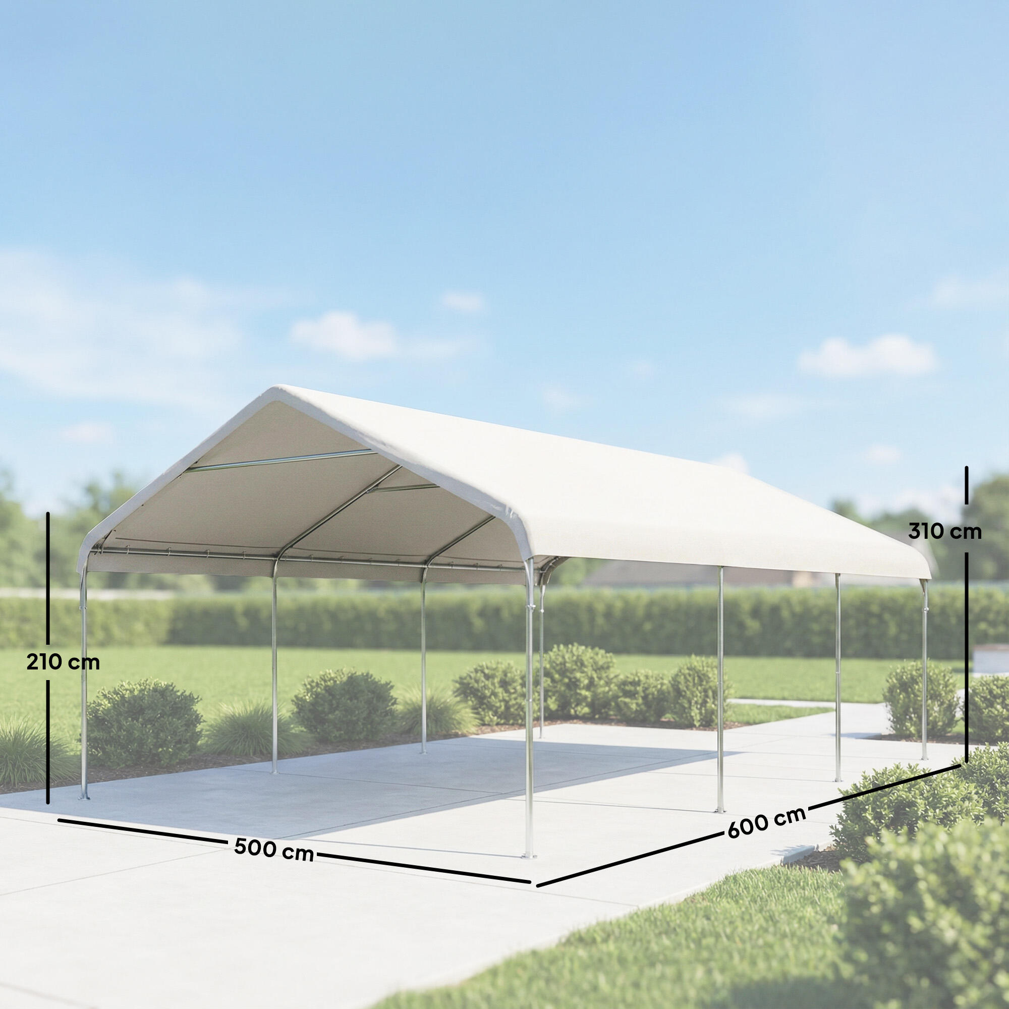 Tenda para Garagem Outsunny Creme 3/5