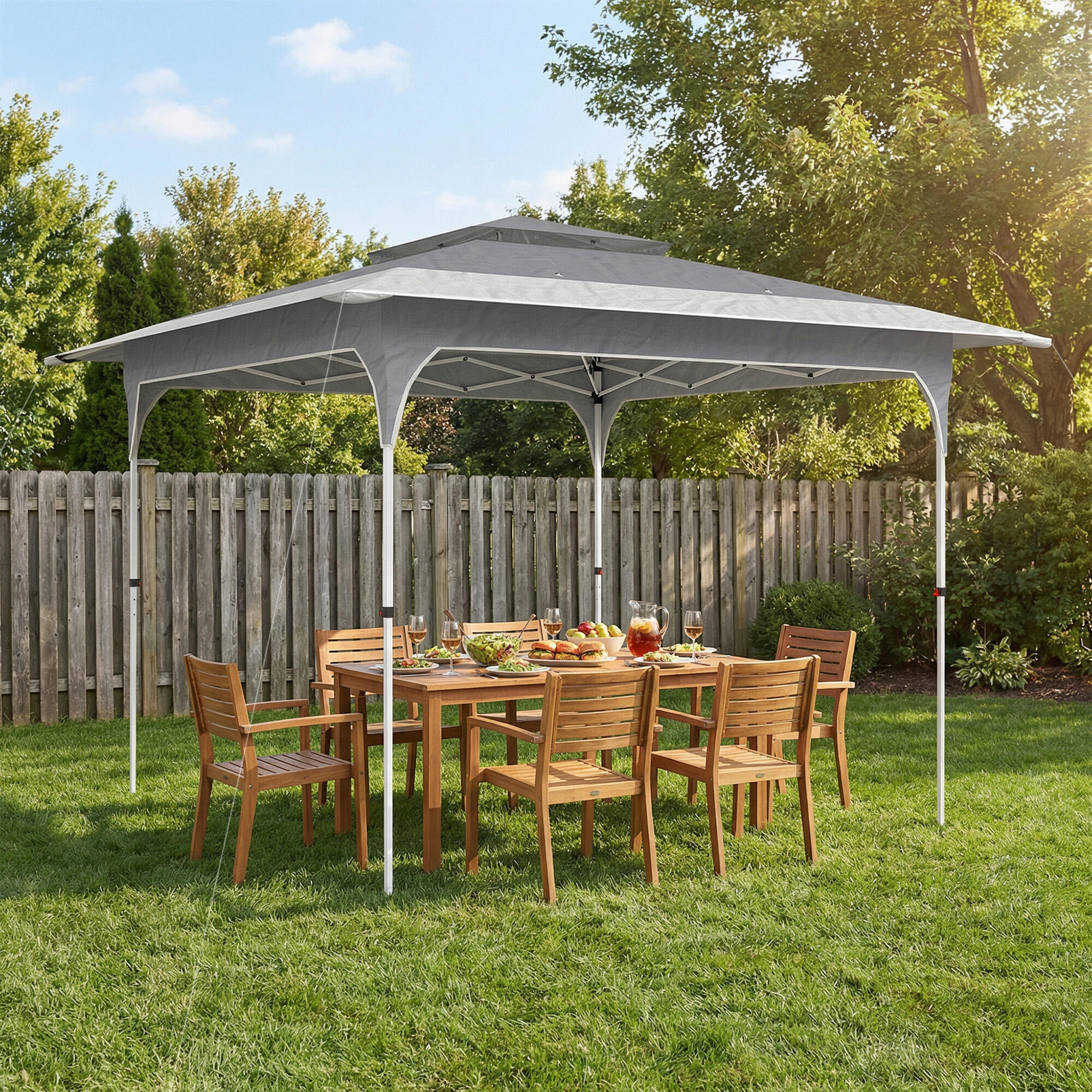 Tenda Dobrável Outsunny Cinzento Escuro 2/5