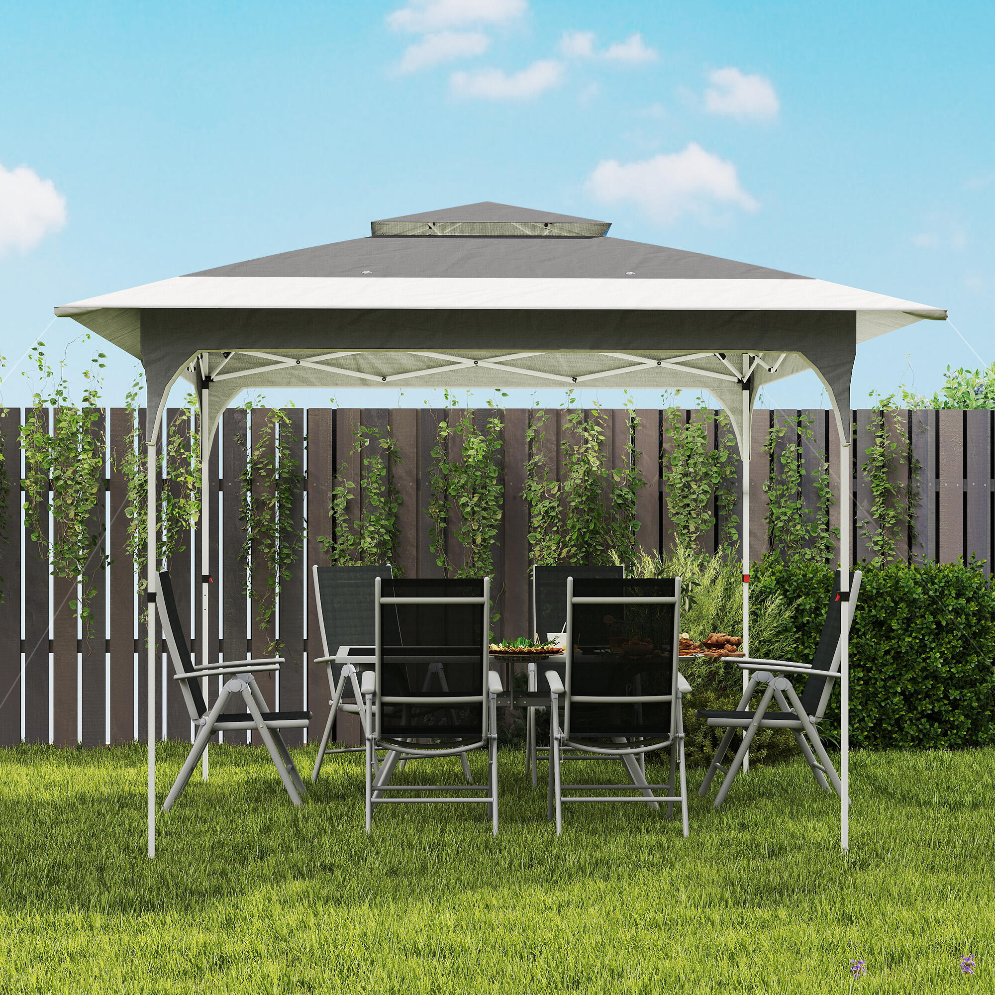 Tenda Dobrável Outsunny Cinzento Escuro 5/5