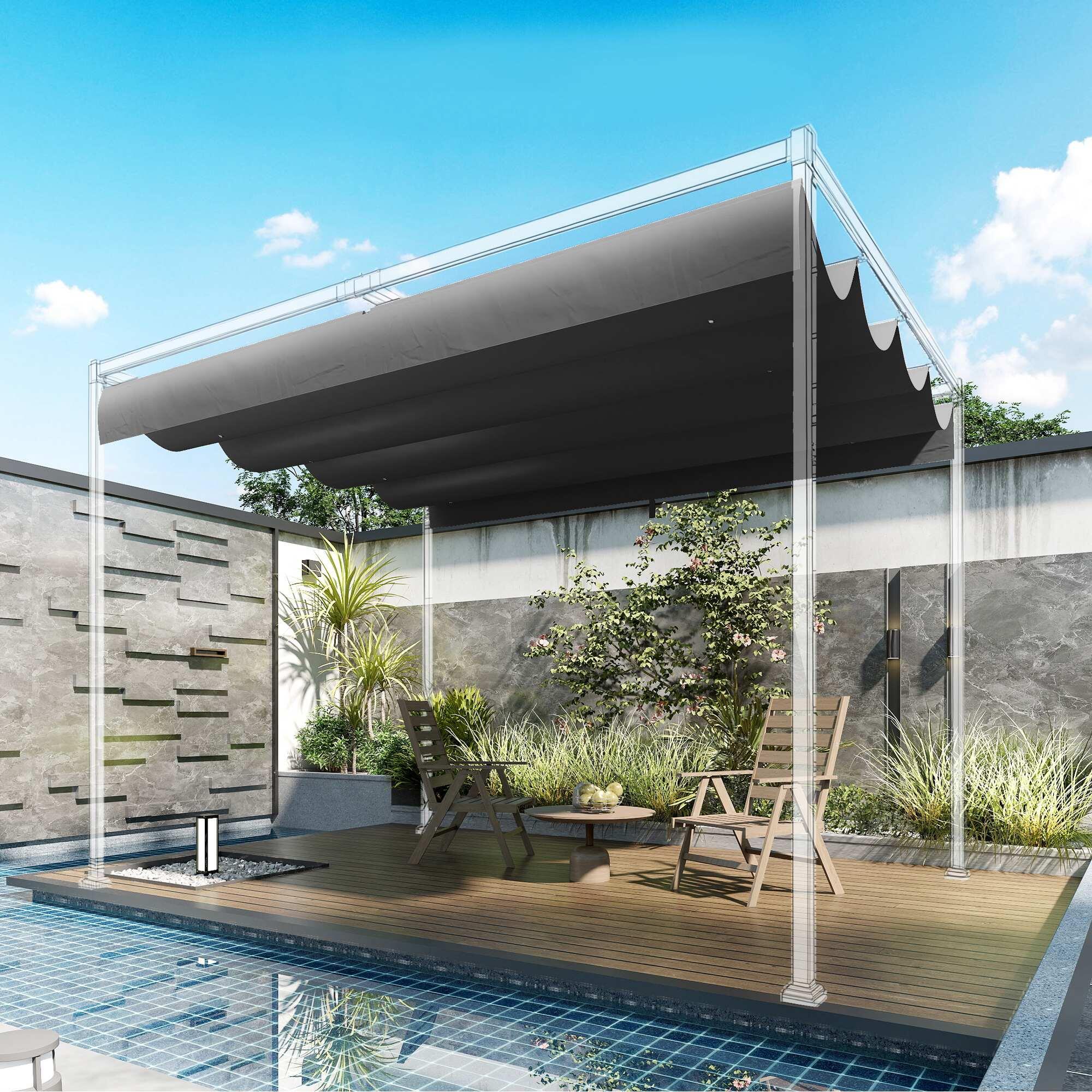 Telhado para Pérgola Outsunny Cinzento Escuro 5/5