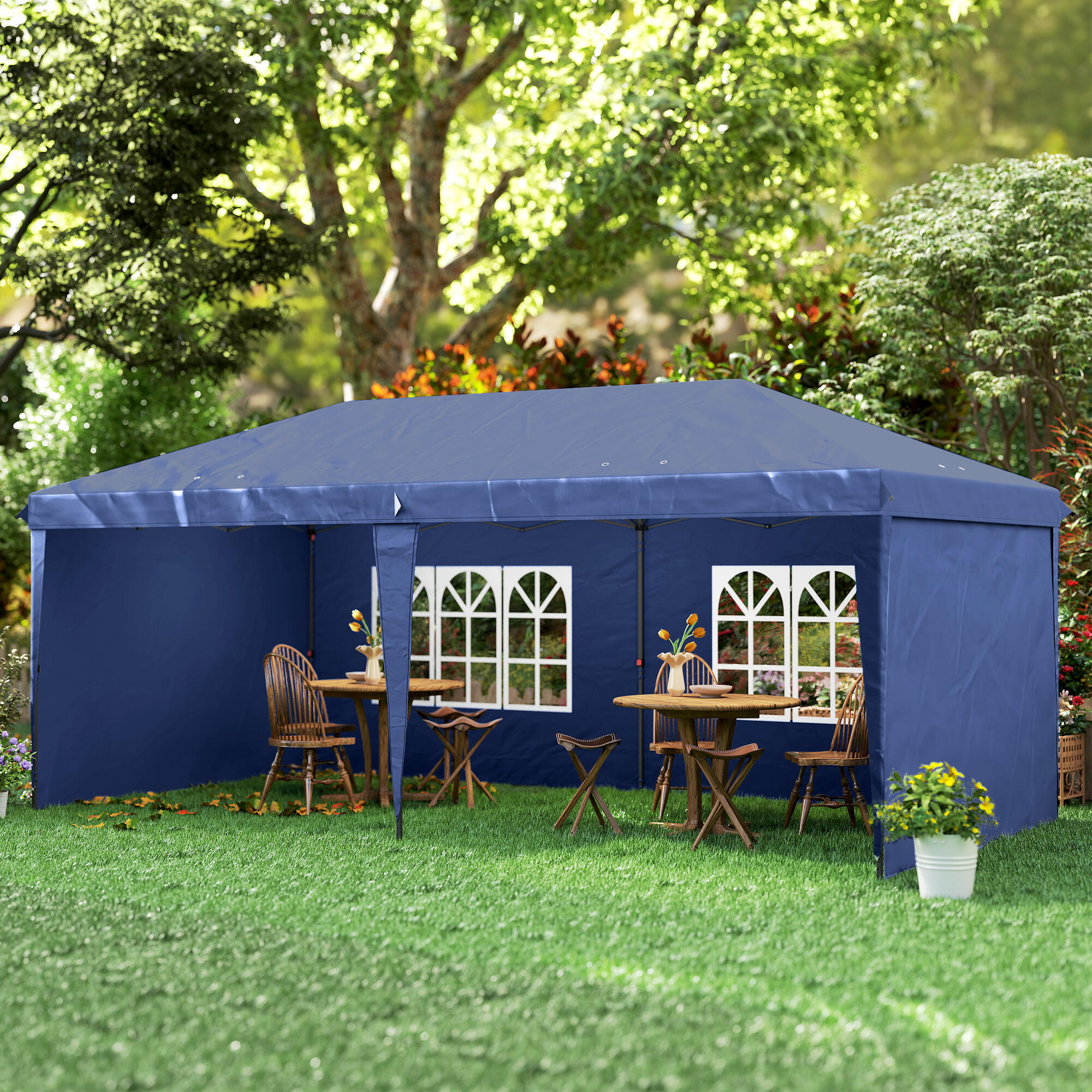Carpa Plegable Outsunny 585x295x272 cm Azul 5/5