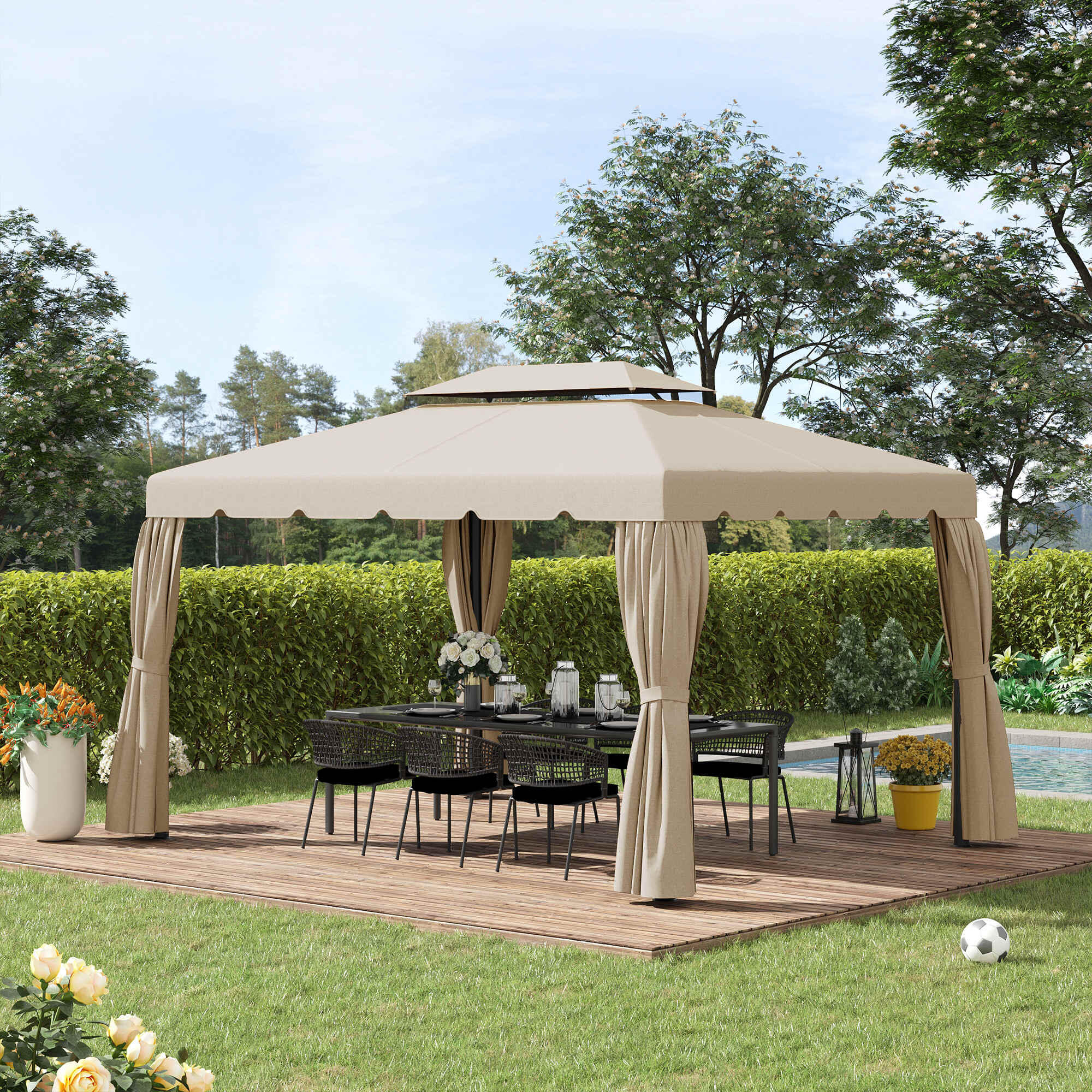 Techo de Repuesto Outsunny 400x300 cm Beige 4/5