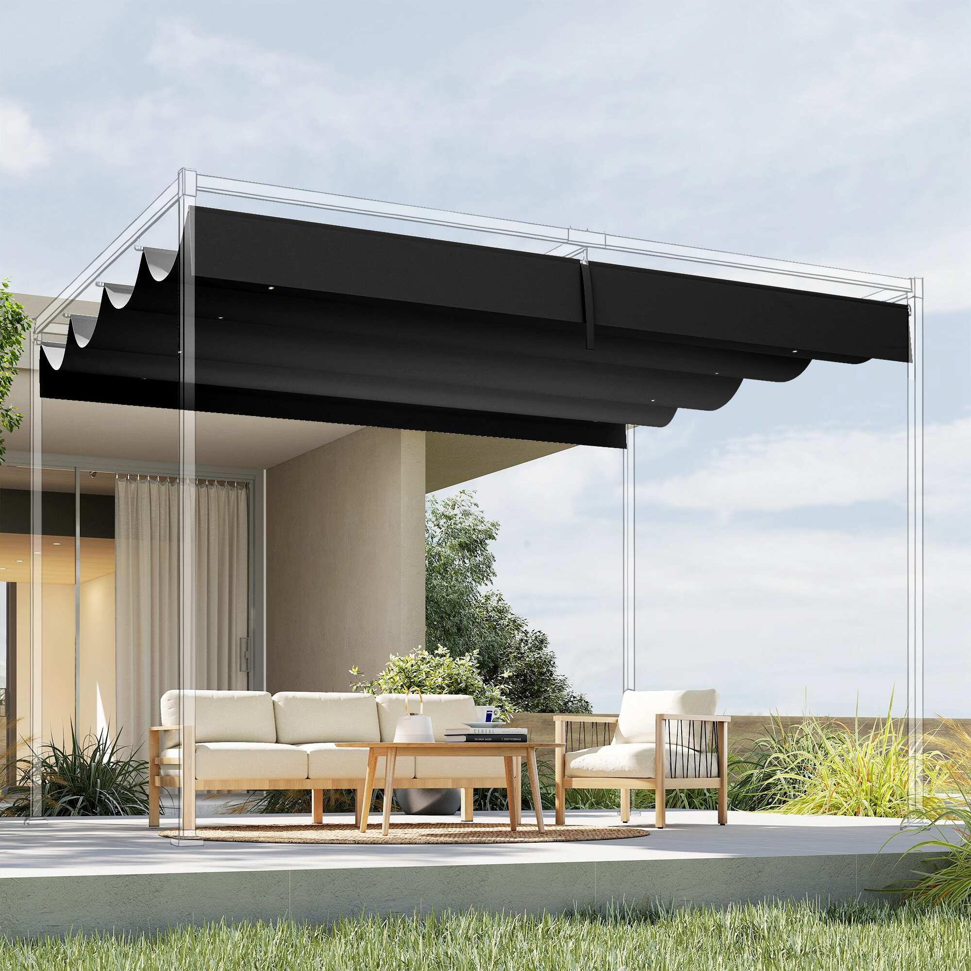 Telhado para Pérgola Outsunny Cinzento Escuro 4/5