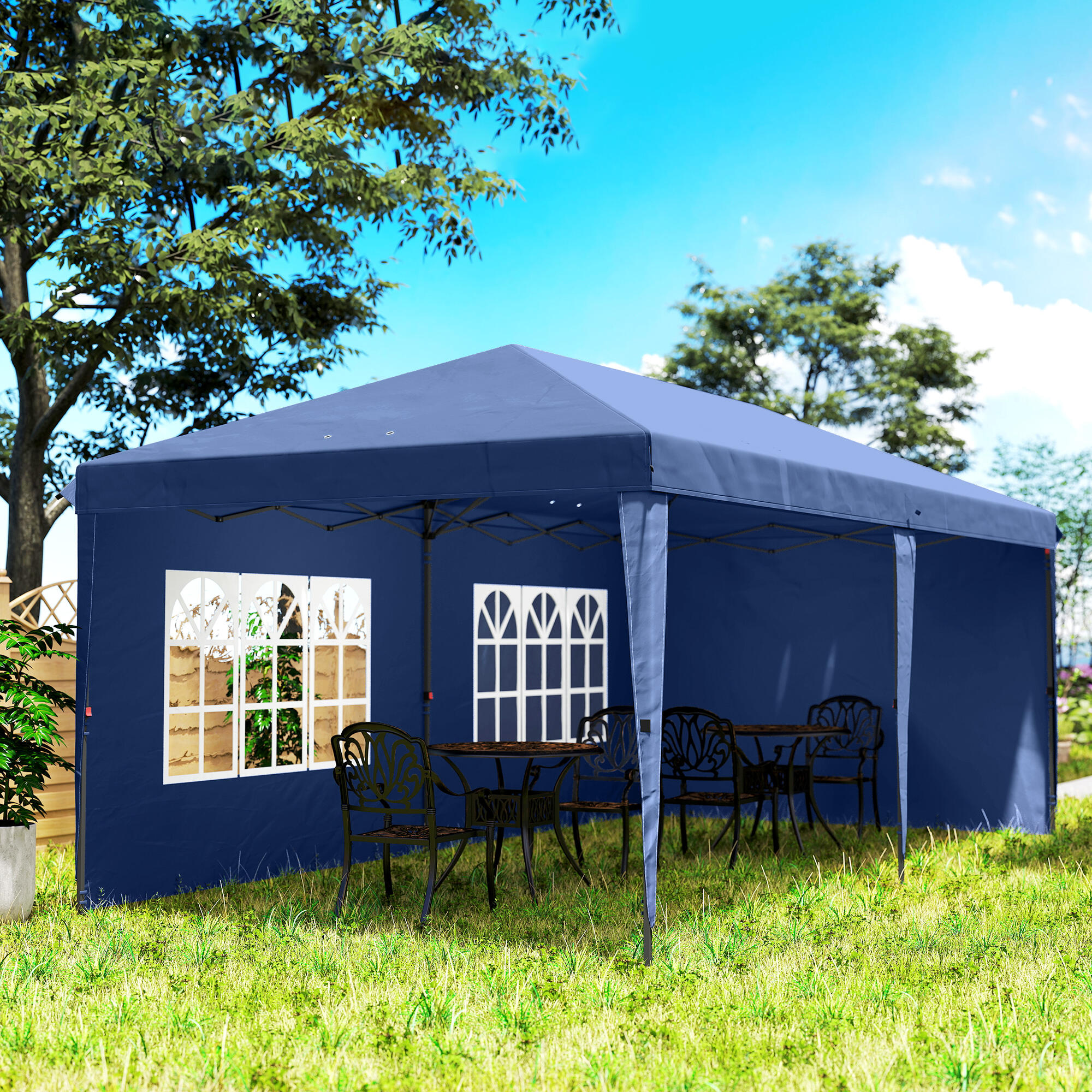 Carpa Plegable Outsunny 585x295x272 cm Azul 4/5