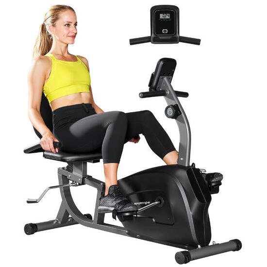 SPORTNOW Cyclette Recumbent con 8 Livelli di Resistenza e Rilevazione Battito