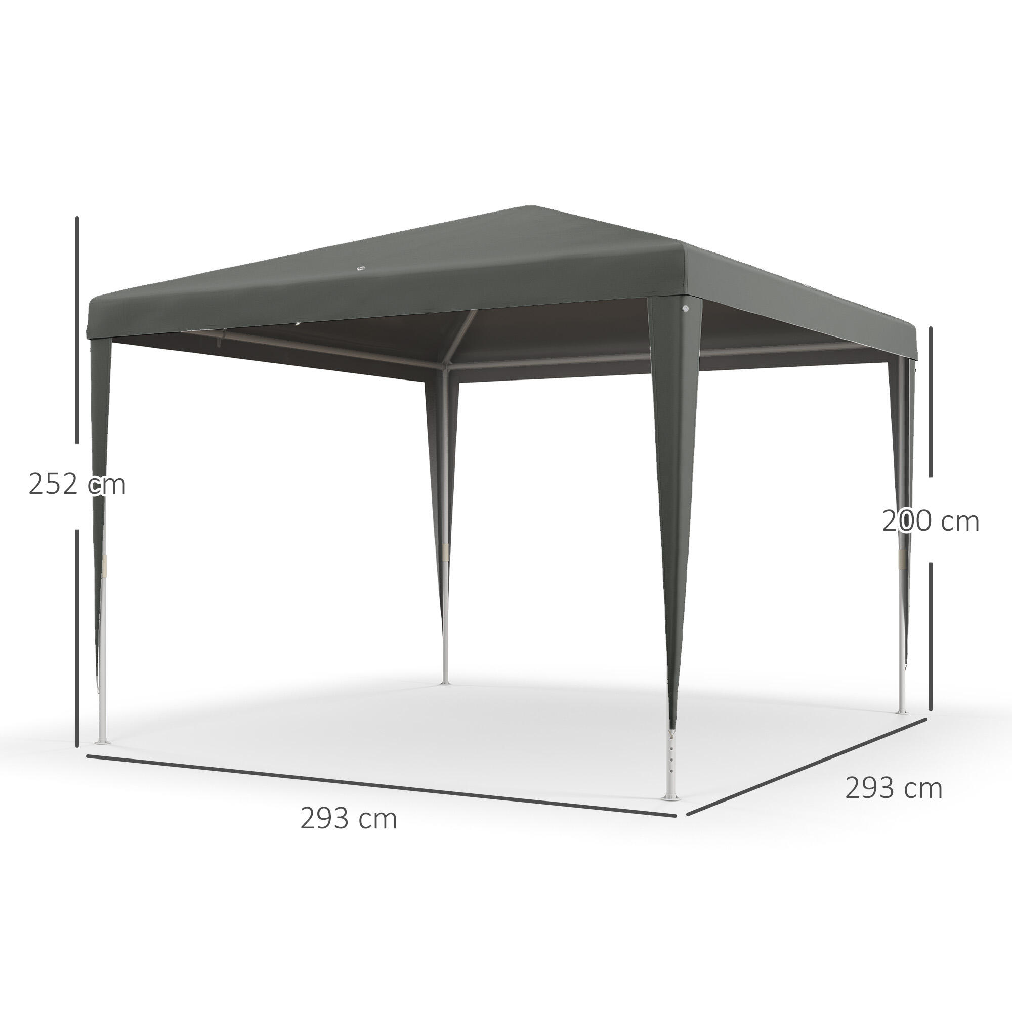 Carpa de Jardín Outsunny 293x293x252 cm Gris 3/5