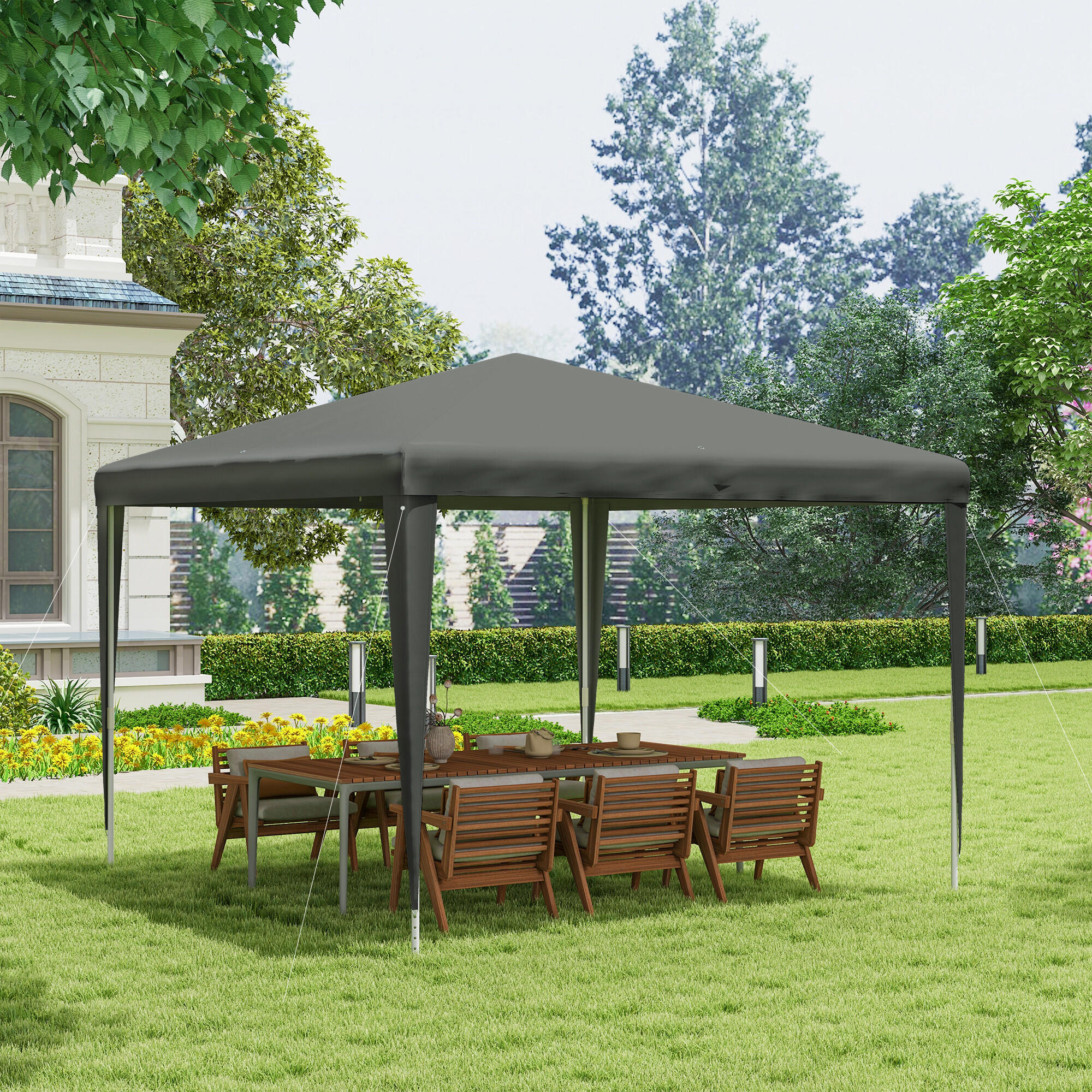 Carpa de Jardín Outsunny 293x293x252 cm Gris 2/5