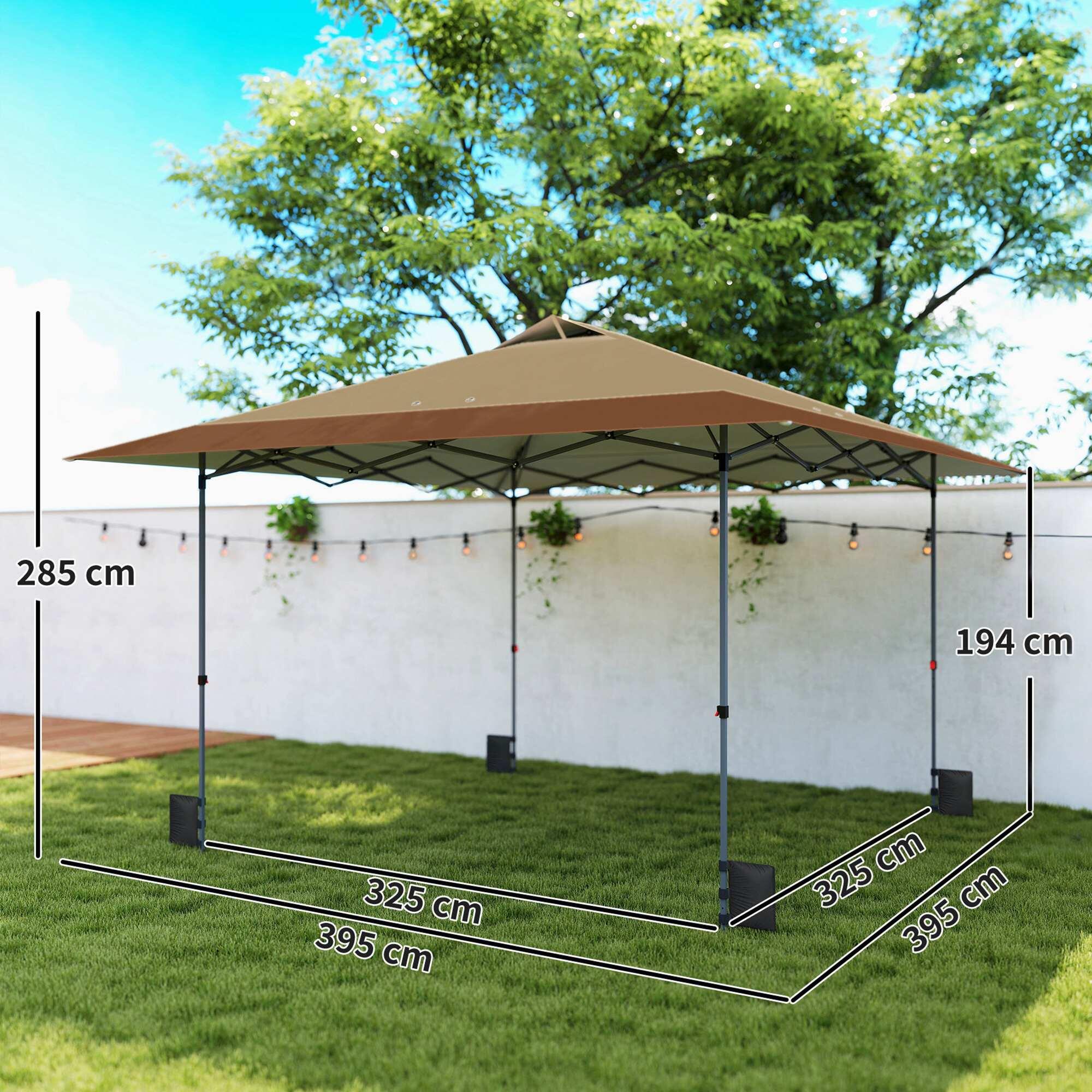Carpa Plegable Outsunny 395x395x285 cm Beige y Café 3/5