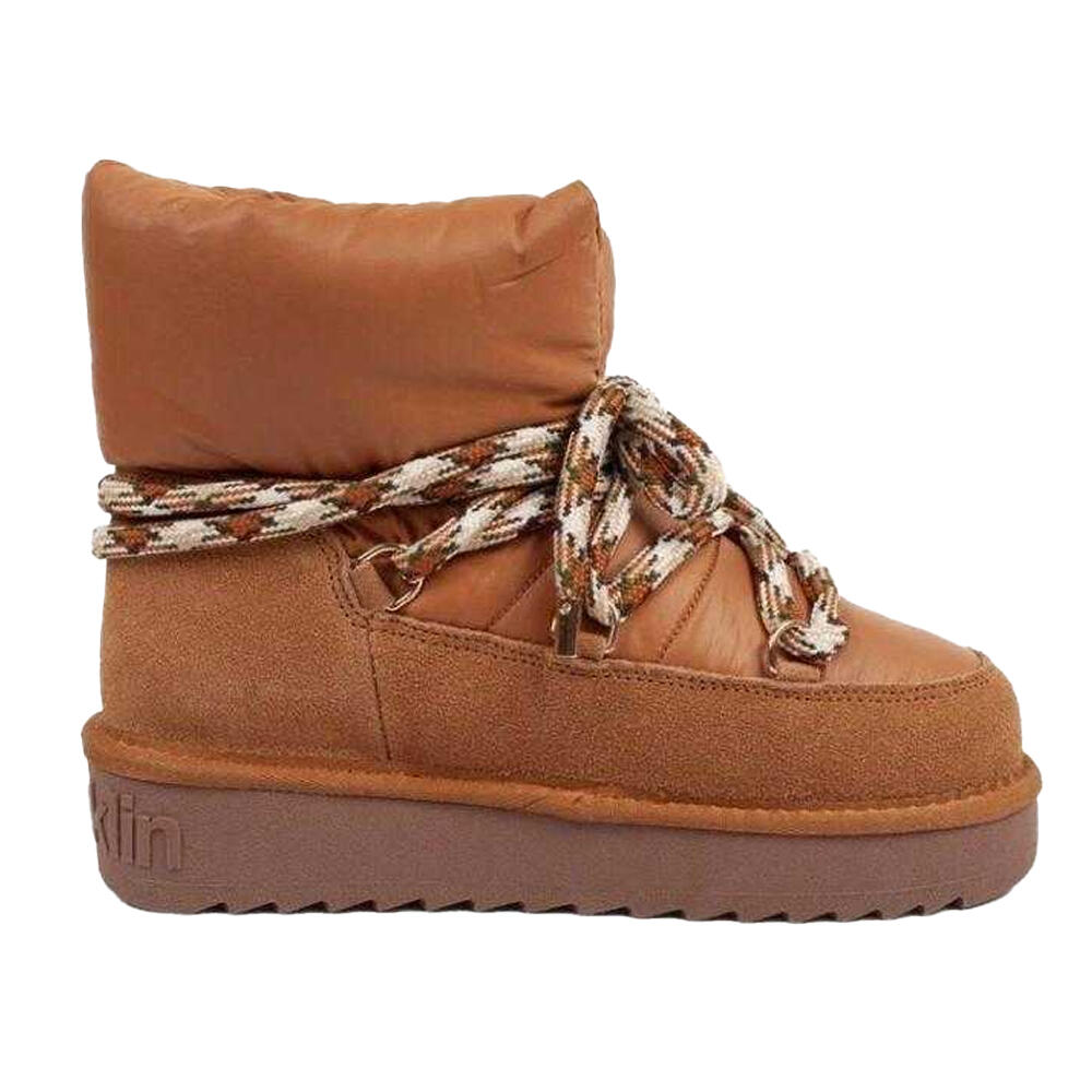 Womens/Ladies Sheepskin Platform Winter Snow Boots (Brown) 4/5
