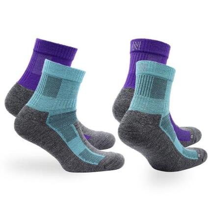 2 Paires - Chaussettes Randonnée 60% Laine Mérinos - Anti-Ampoules Leonardo QTR