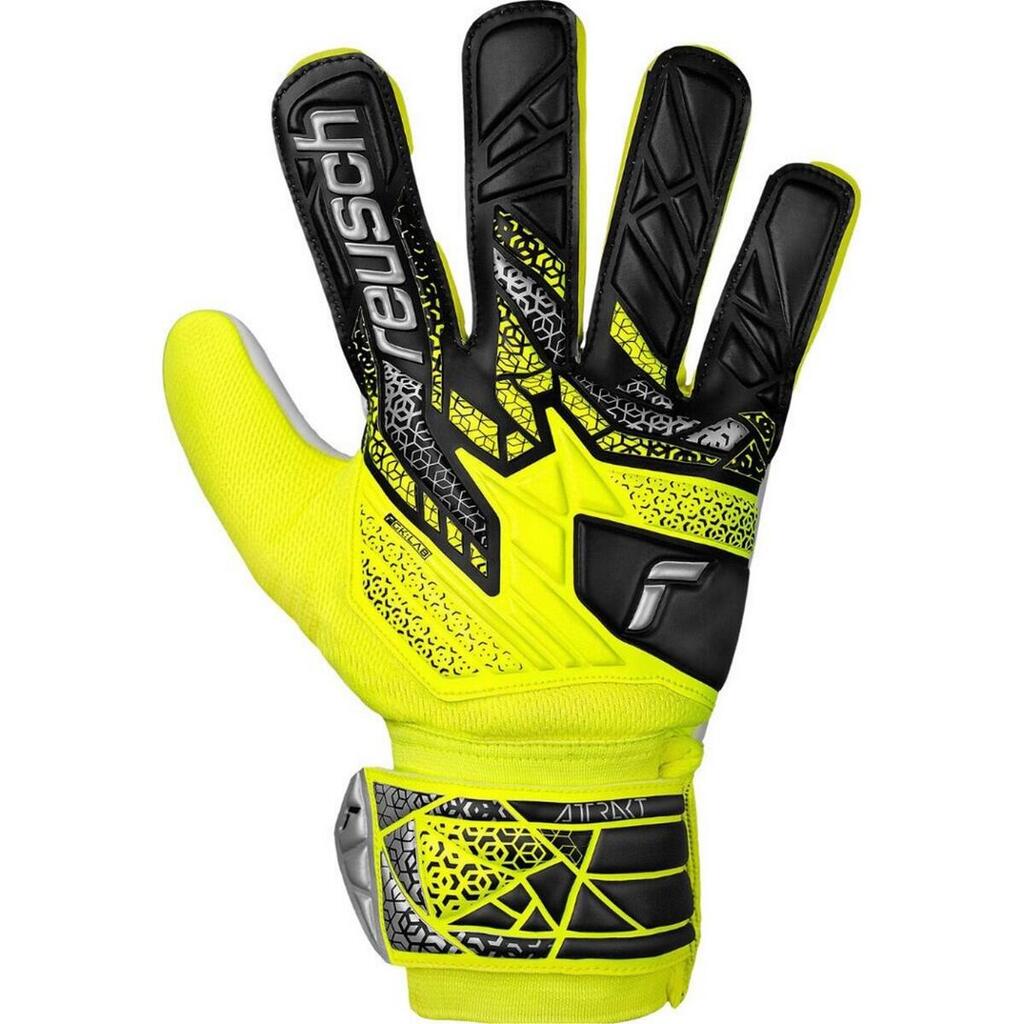 Childrens/Kids Attrakt Starter Goalkeeper Gloves (Black/Green)