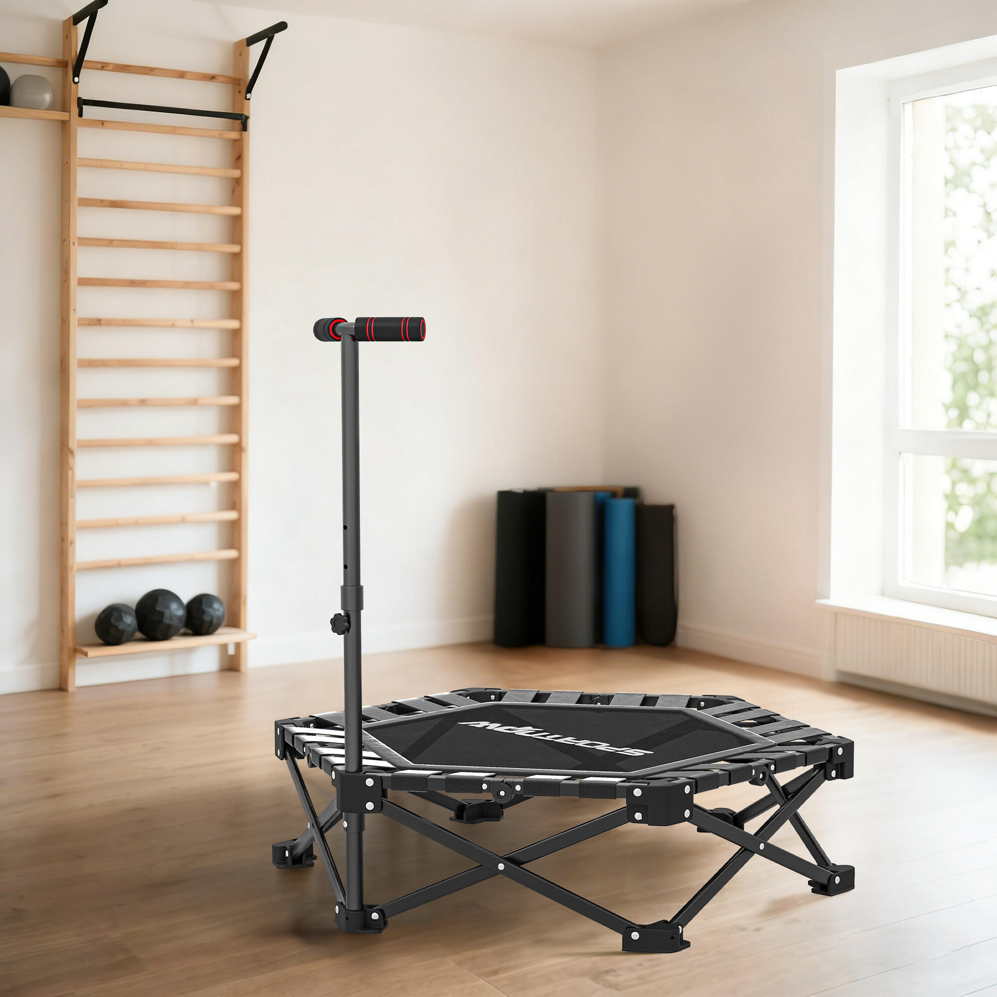 Trampolín de Fitness SPORTNOW 104x104x114 cm Negro 2/5