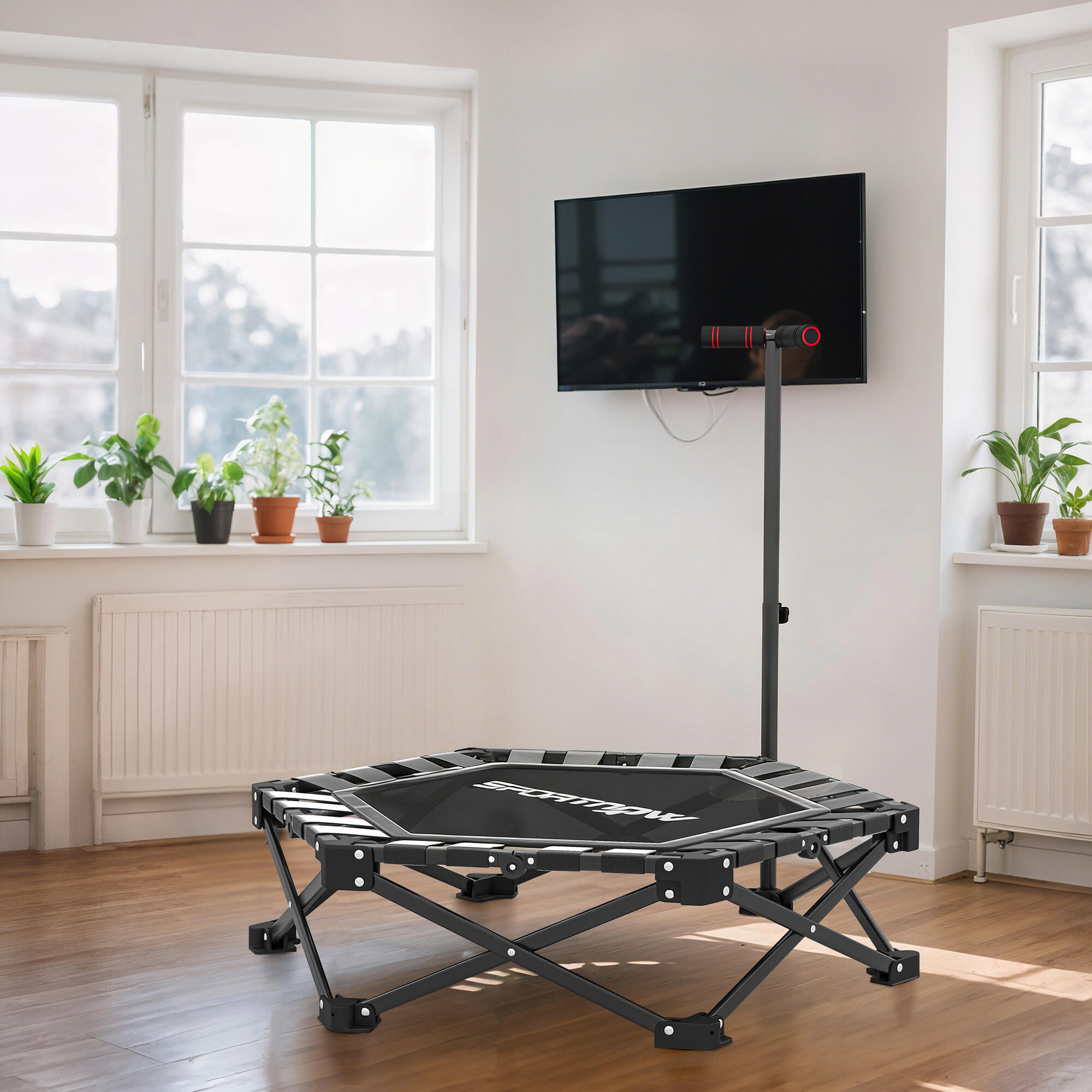 Trampolín de Fitness SPORTNOW 104x104x114 cm Negro 4/5