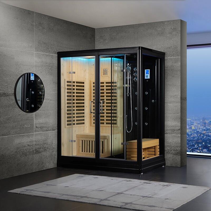 Combi Sauna Douche Hammam Boreal® SH180-D Black droite 2/7
