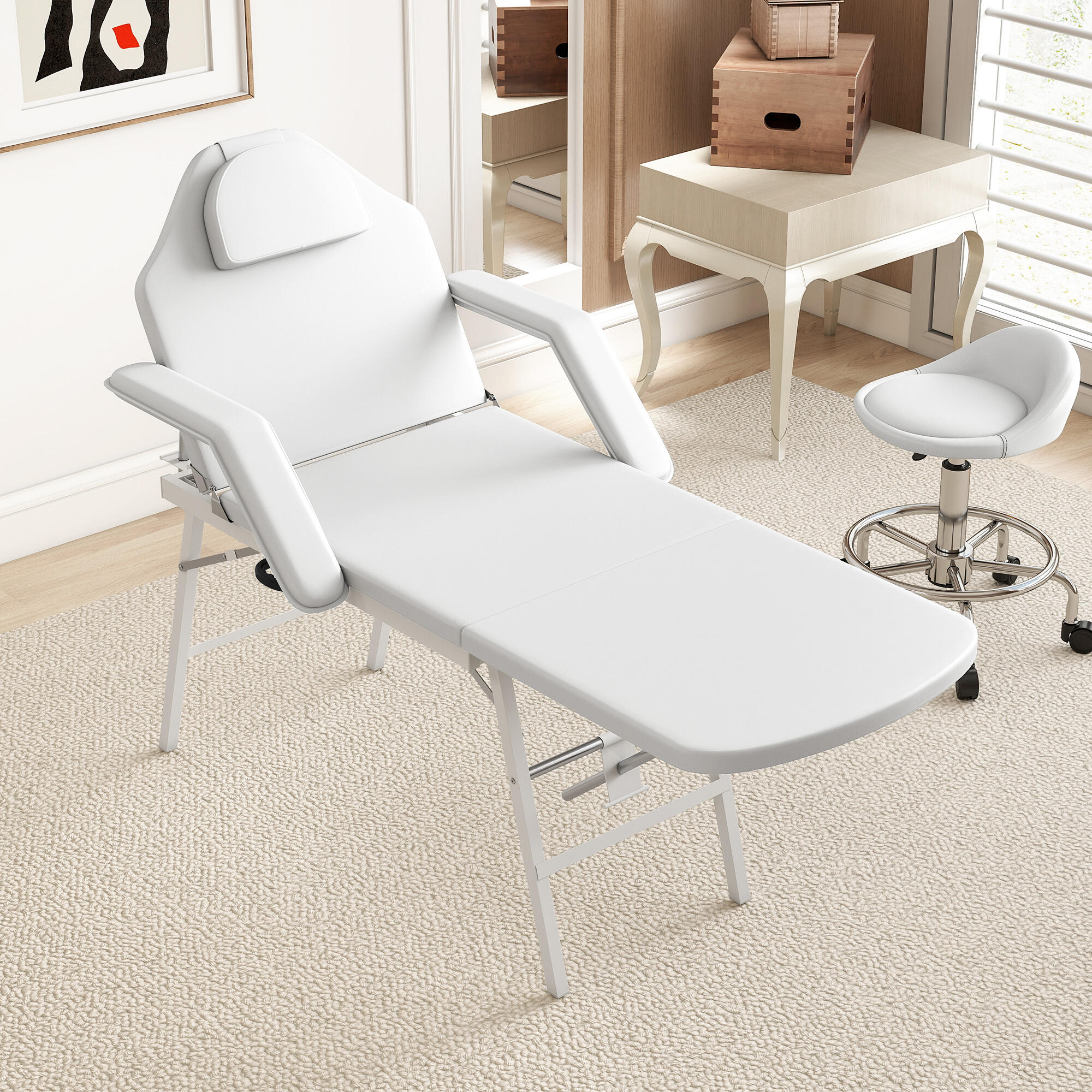 Camilla Estética Plegable HOMCOM 182x82x68 cm Blanco 4/5