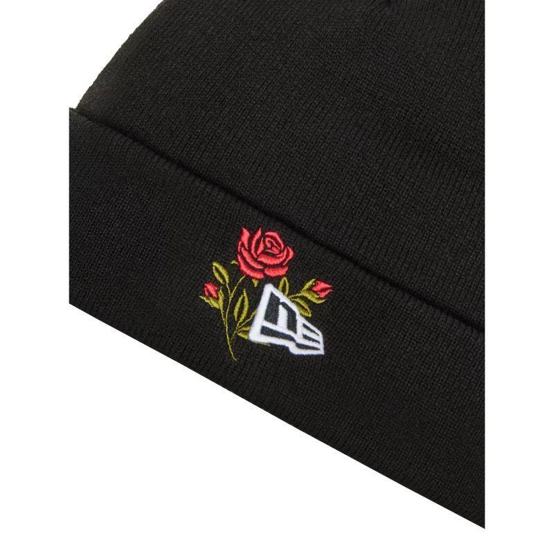 Gorro Beanie Diseño Rosa para Adultos Unisex Negro 3/3