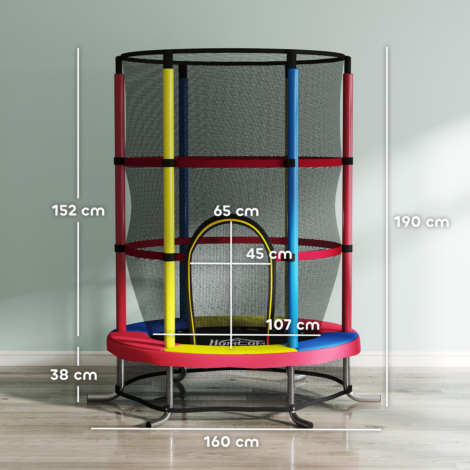 Cama Elástica Infantil HOMCOM Multicolor 3/5