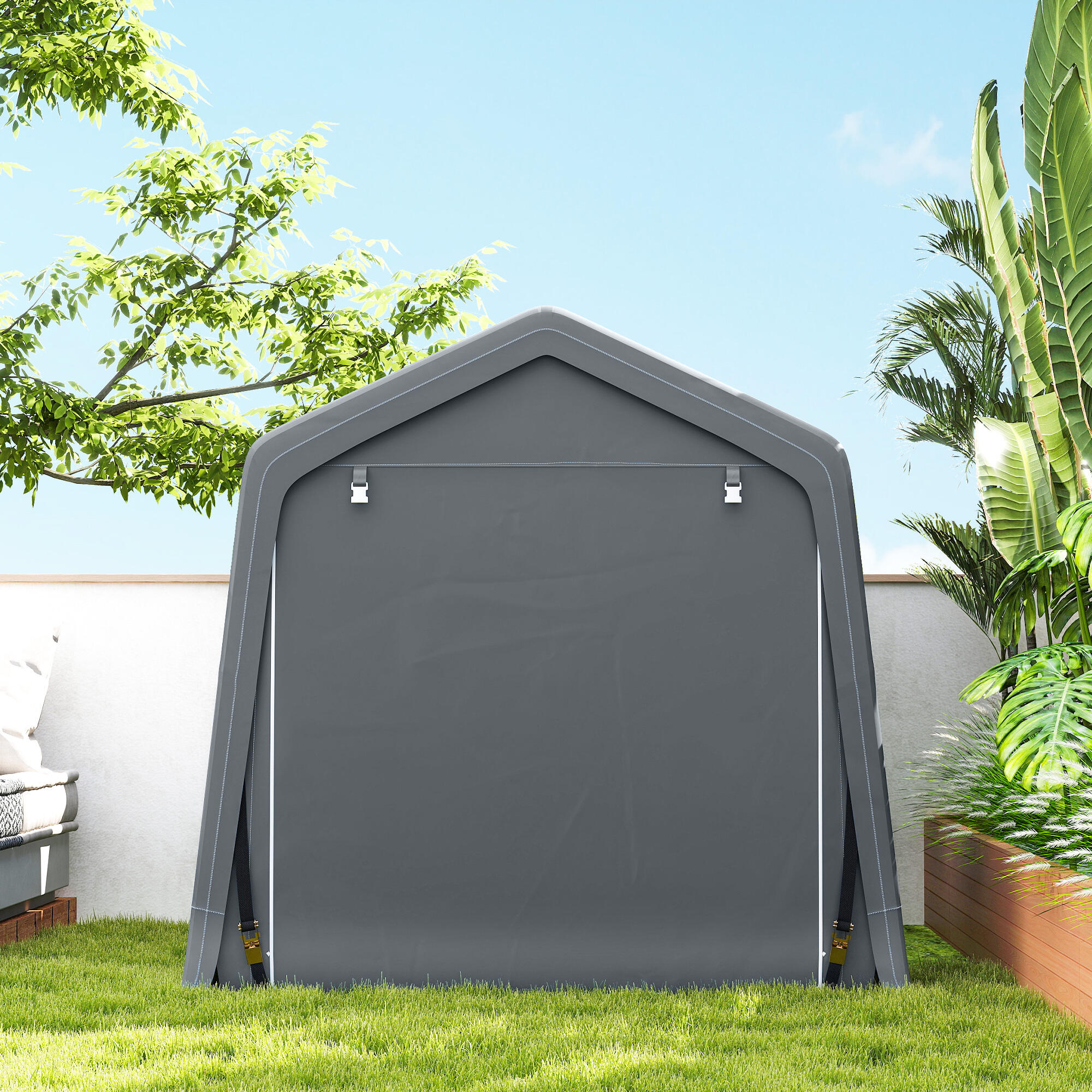Abrigo de exterior 240x200x202 cm cinzento Outsunny 4/5