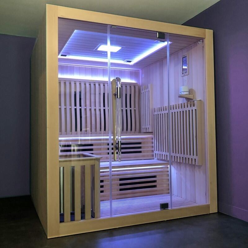 Sauna Combi Boreal® Elégance PRO 6 - 180x180 Infrarouge + Vapeur 2/7