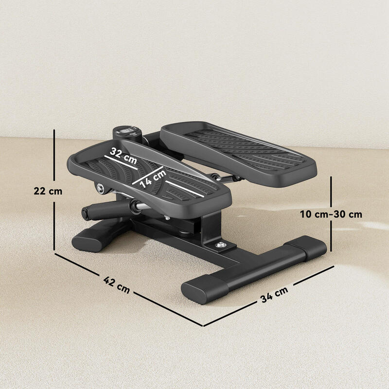 SPORTNOW Stepper Twister cu monitor LCD, pedale antiderapante, capacitate 100 kg