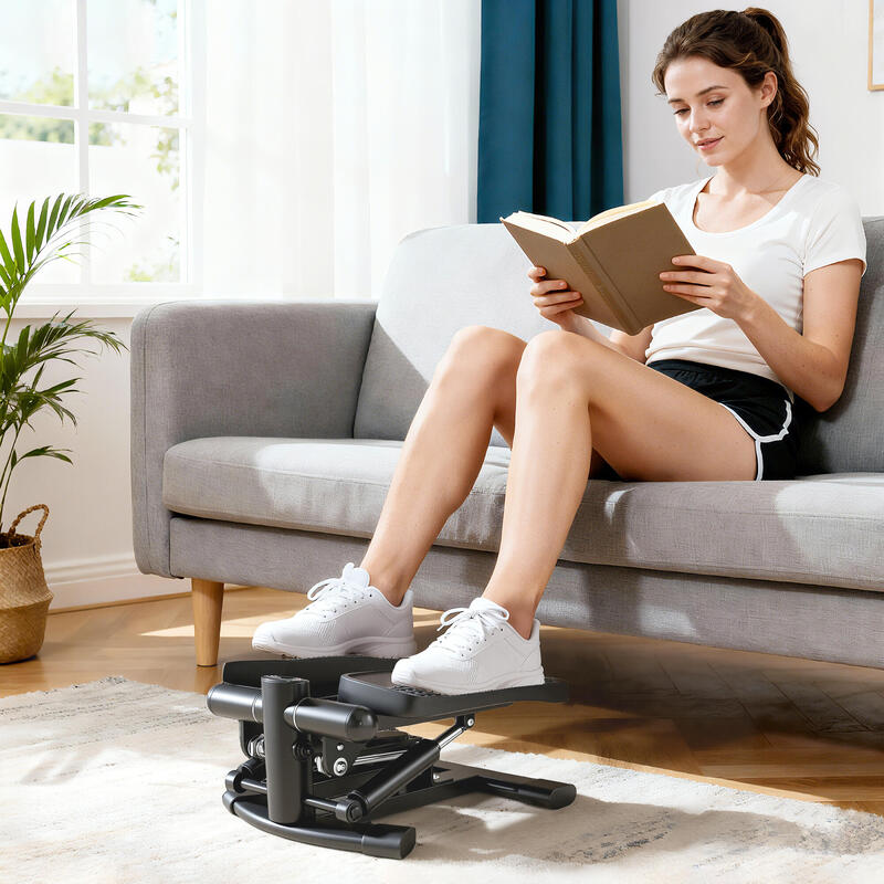SPORTNOW Stepper Twister cu monitor LCD, pedale antiderapante, capacitate 100 kg