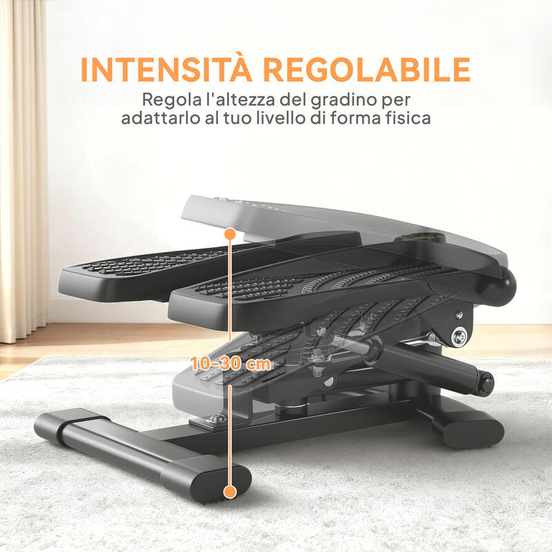 SPORTNOW Stepper Twister cu monitor LCD, pedale antiderapante, capacitate 100 kg