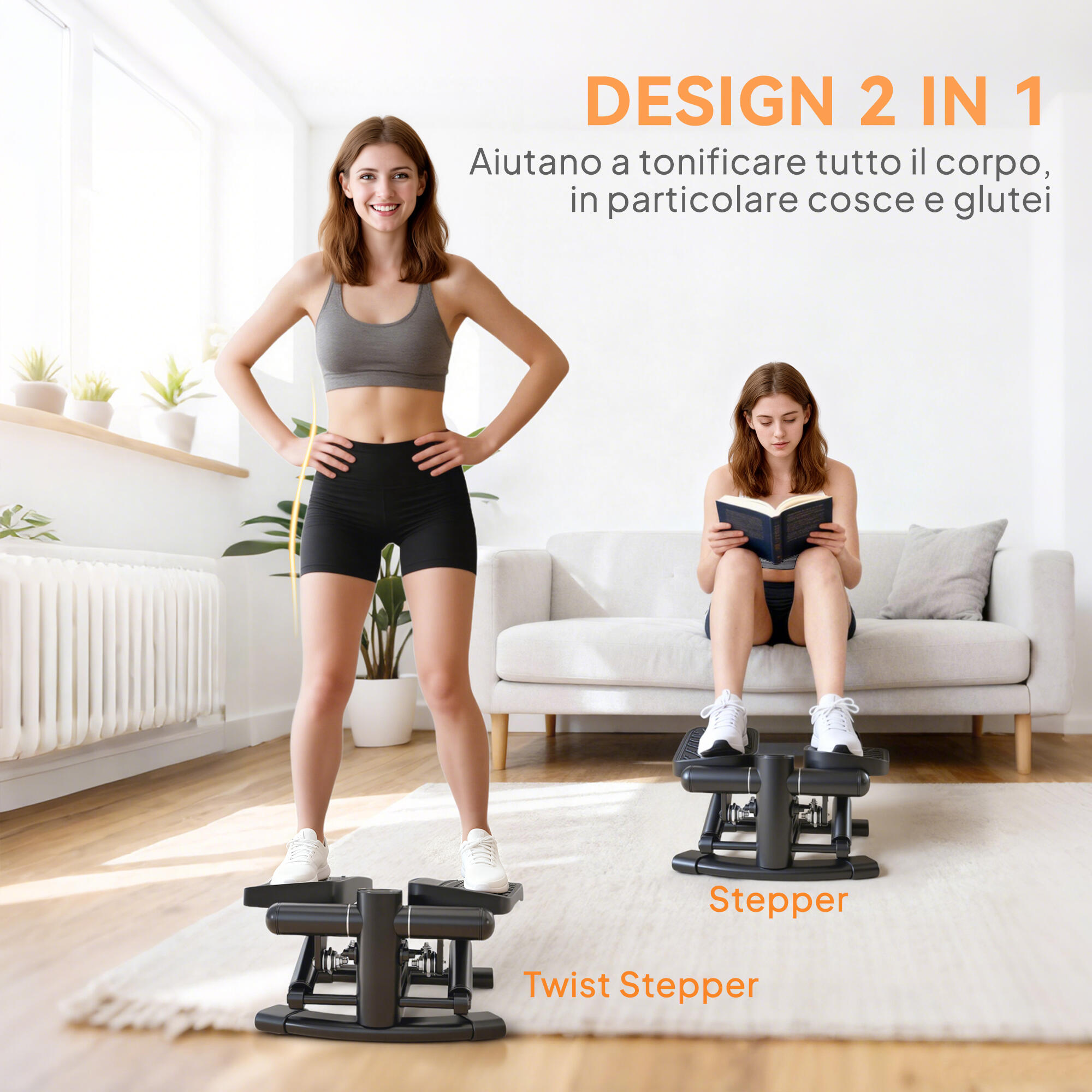 SPORTNOW Stepper Twister con Monitor LCD, Pedali Antiscivolo e Capacità 100 kg 4/8