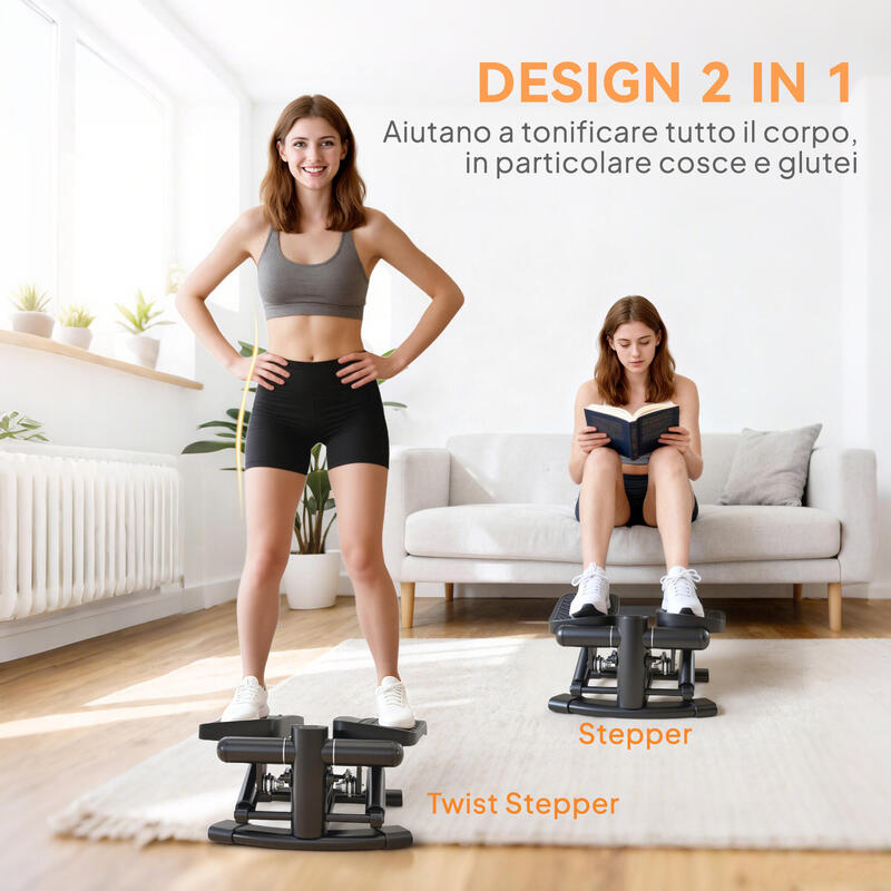 SPORTNOW Stepper Twister cu monitor LCD, pedale antiderapante, capacitate 100 kg