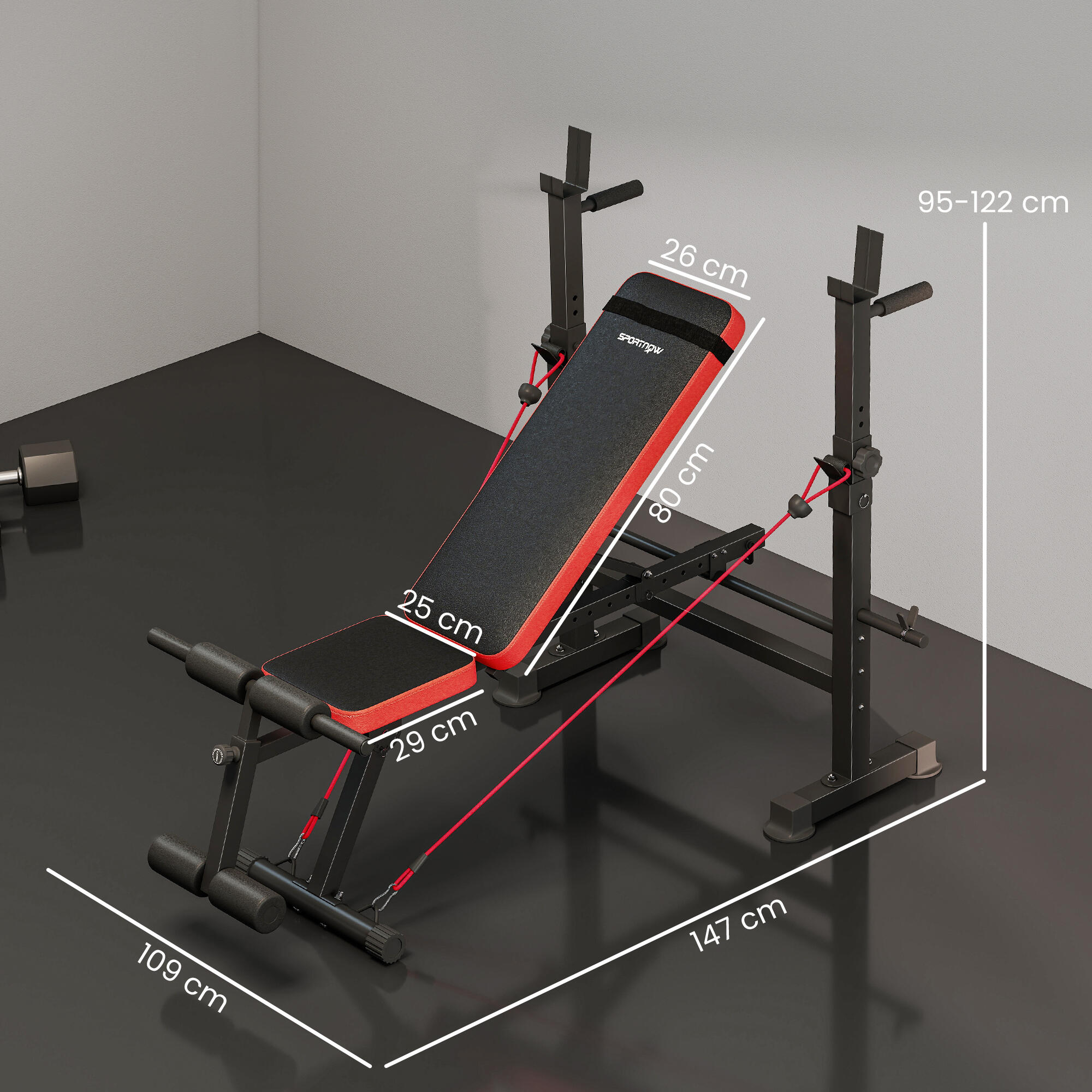 Banco de Pesas SPORTNOW 147x109x122 cm Negro 3/5