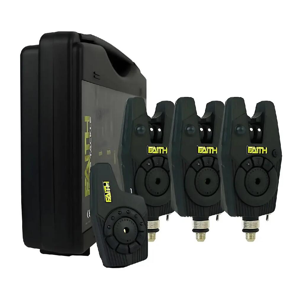 Wireless Bite Alarm Set 3+1 - 220 m Range - Adjustable Sensitivity - Case